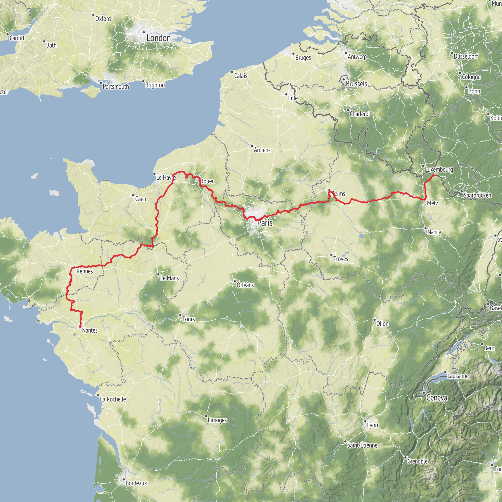 The Columban Way in France - Section 3 from Nantes to Schengen mobile static map