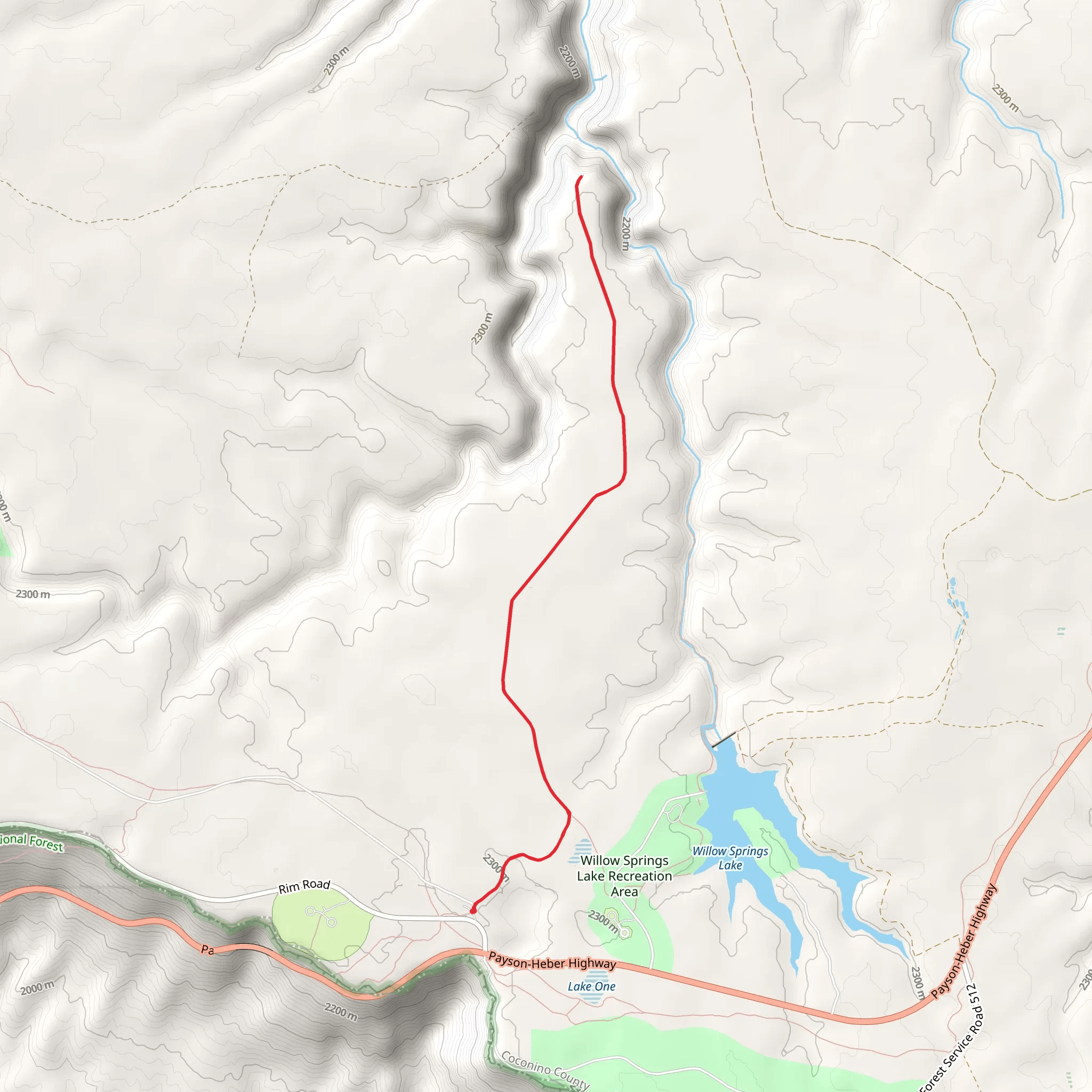 Willow Springs Overlook via Road Trail mobile static map