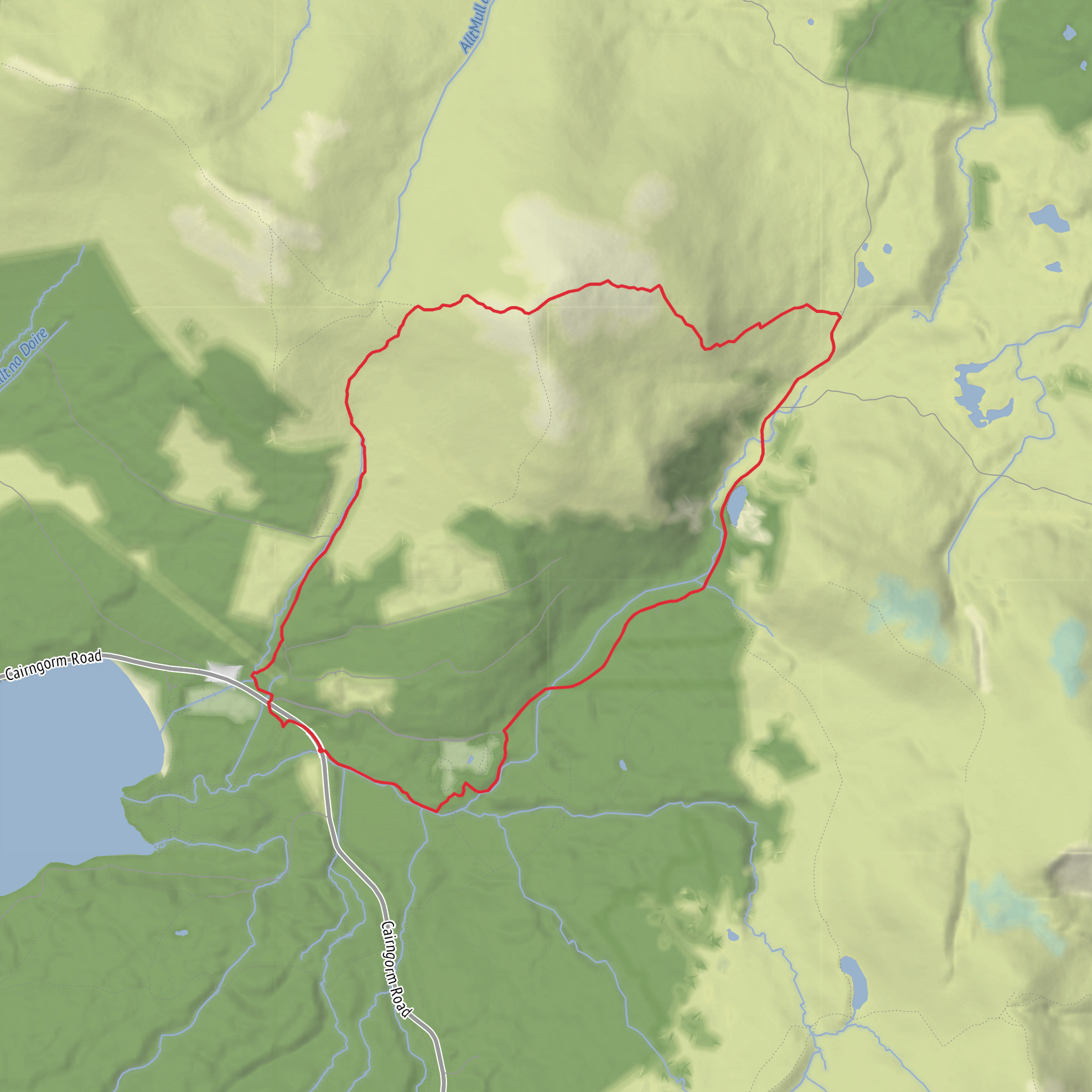 Meall a' Bhuachaille and Coire Chondlaich in Glenmore Forest Park mobile static map