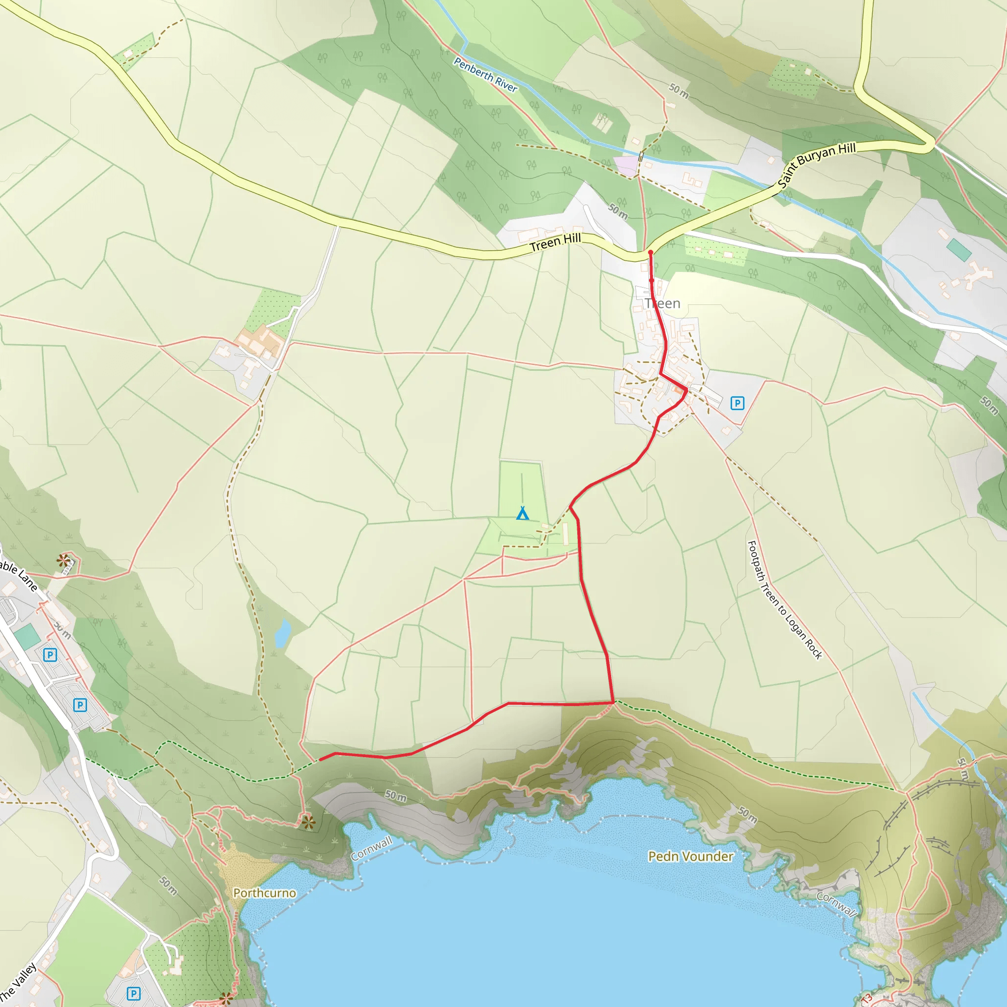 Treen Coastpath Walk mobile static map