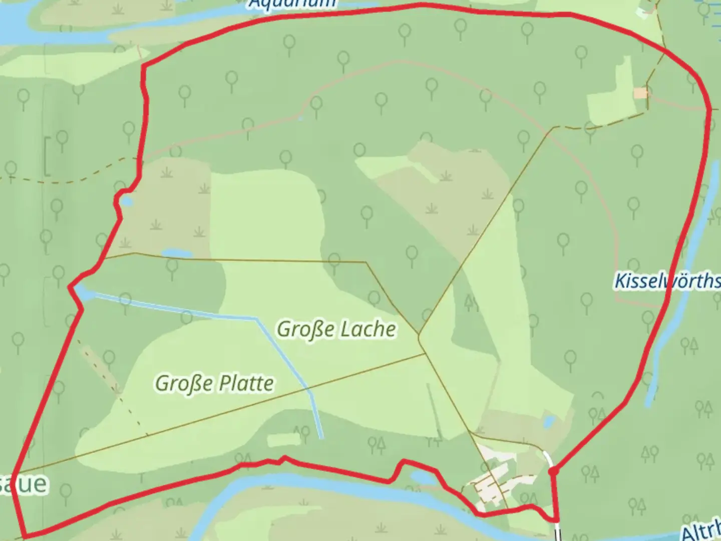 An image depicting the trail Riedweg and Am Dammbruch and its surrounding area.