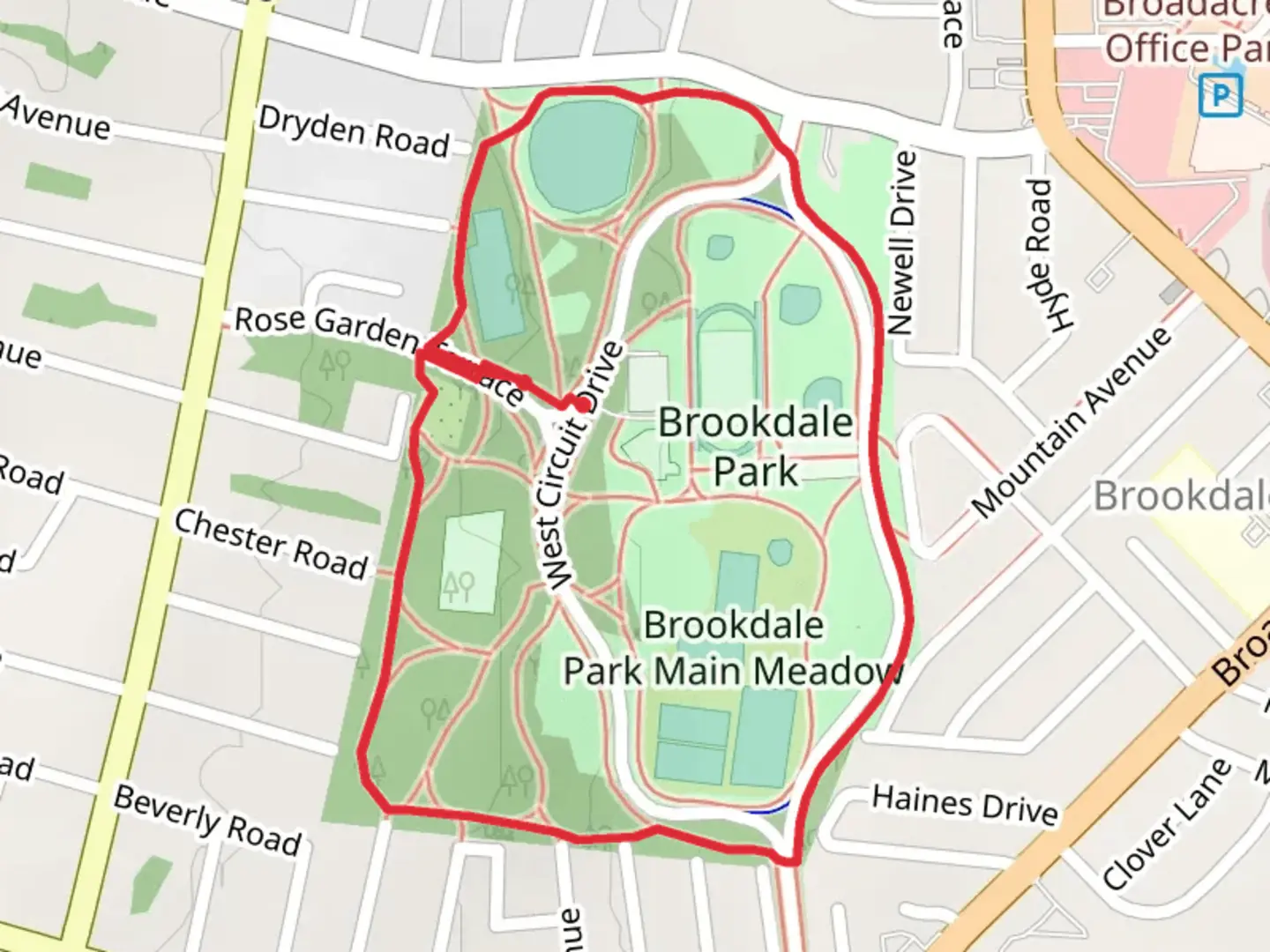 An image depicting the trail Brookdale Park Loop and its surrounding area.