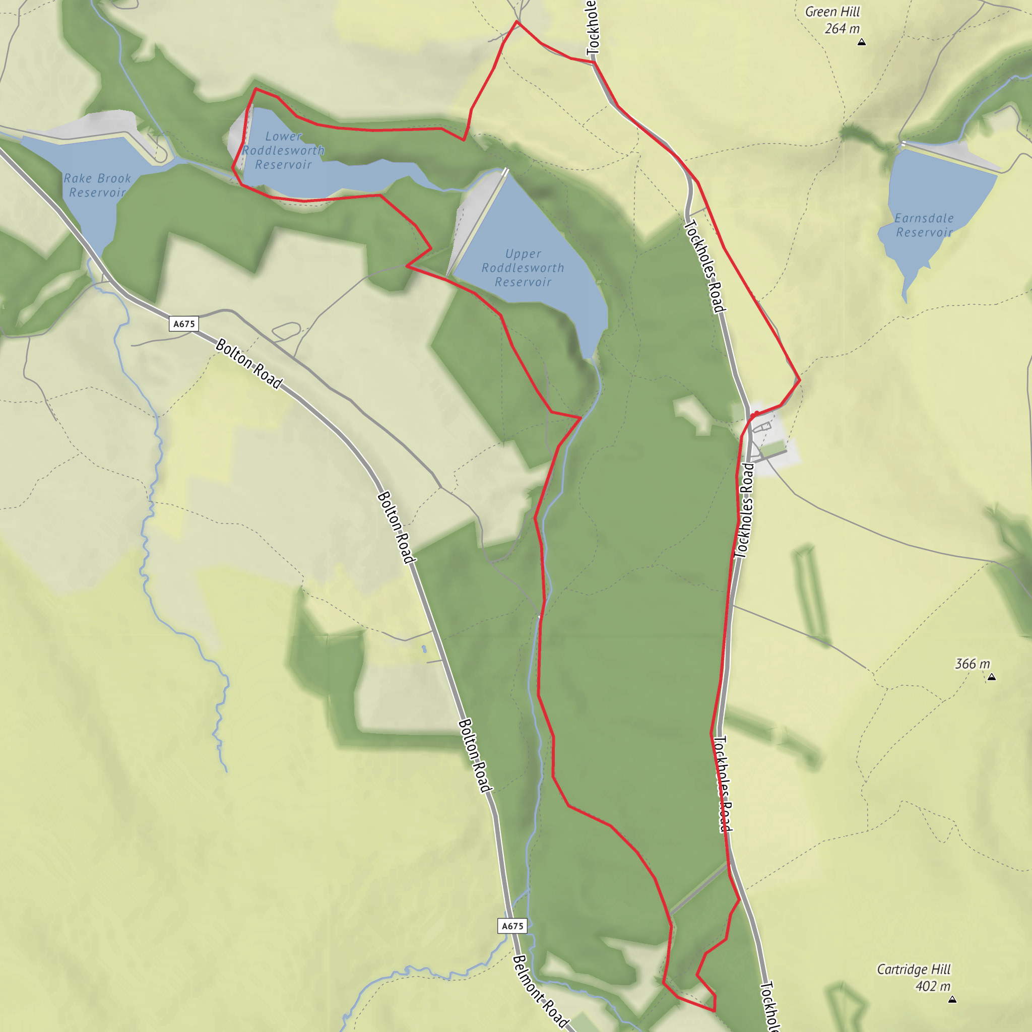 Ryal Fold, Roddlesworth Woods and Hollingshead Hall mobile static map