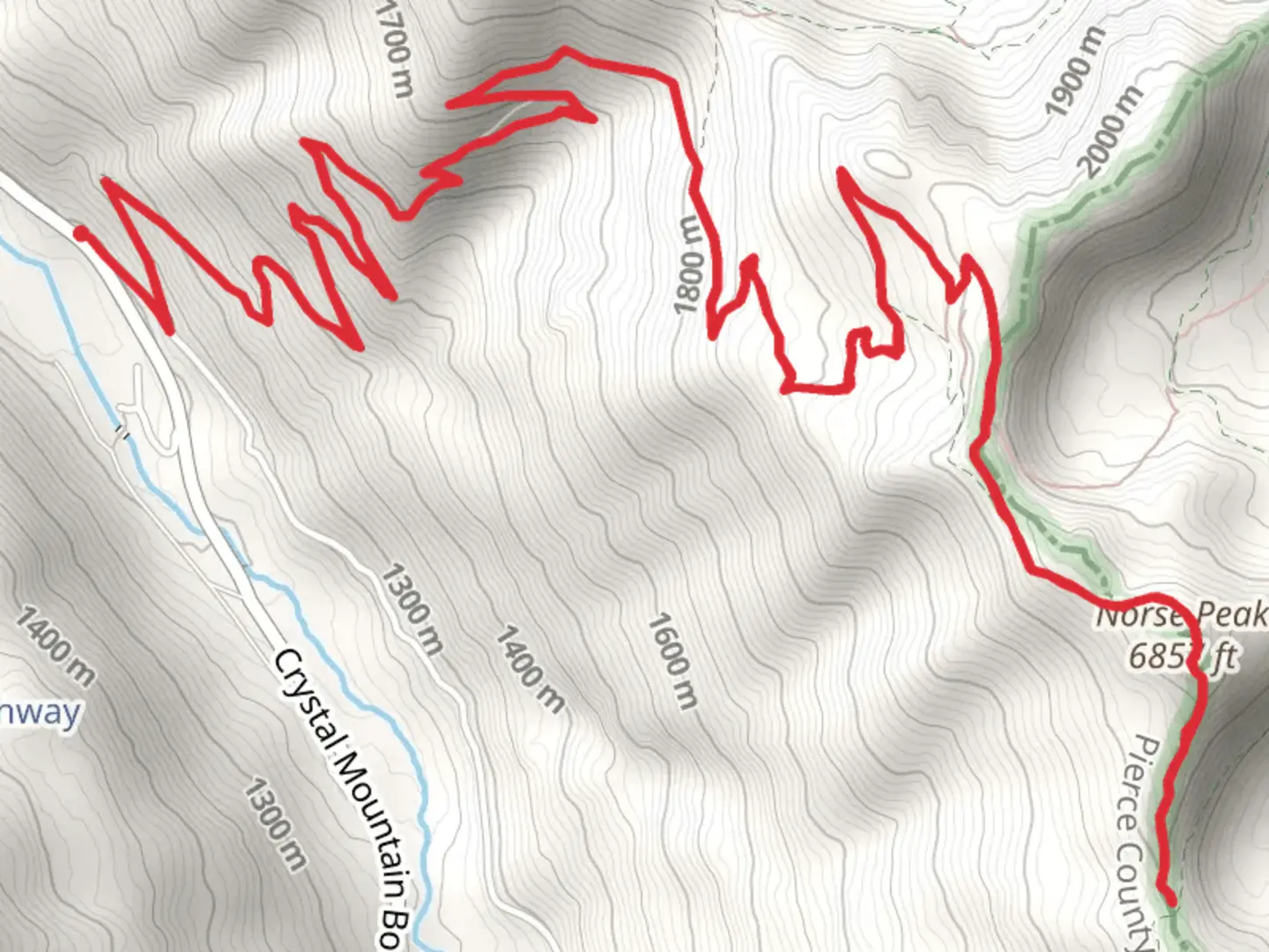 An image depicting the trail Scout Pass via Norse Peak Trail and its surrounding area.
