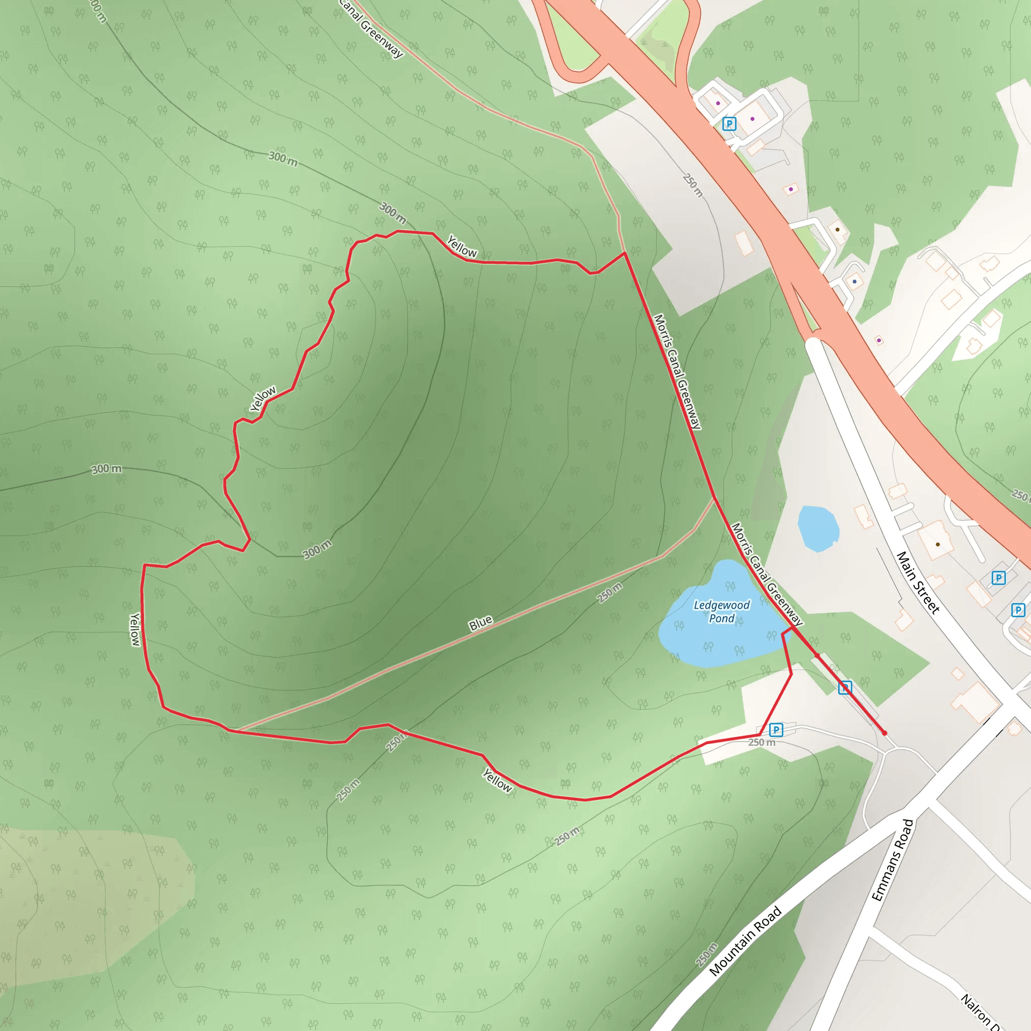 Morris Canal Greenway and Yellow-Blue Loop Trail mobile static map