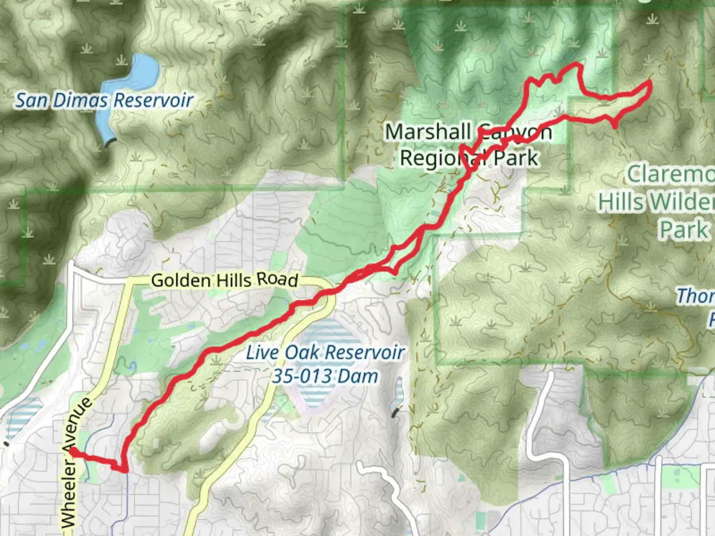 An image depicting the trail Marshal Canyon Trail Loop and its surrounding area.