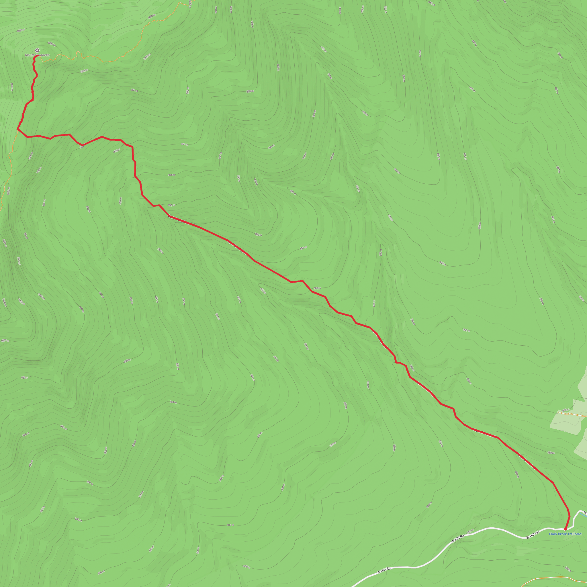 Mount Roosevelt via Clark Brook Trail and Vermont Long Trail mobile static map