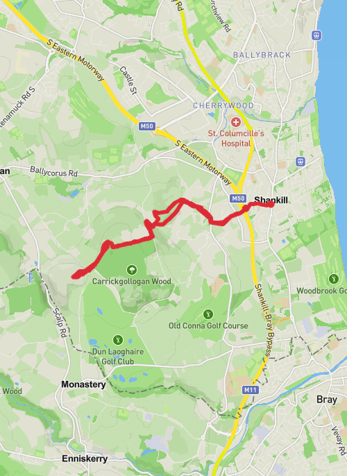 Hike on Shankill to Scalp Loop mobile static map