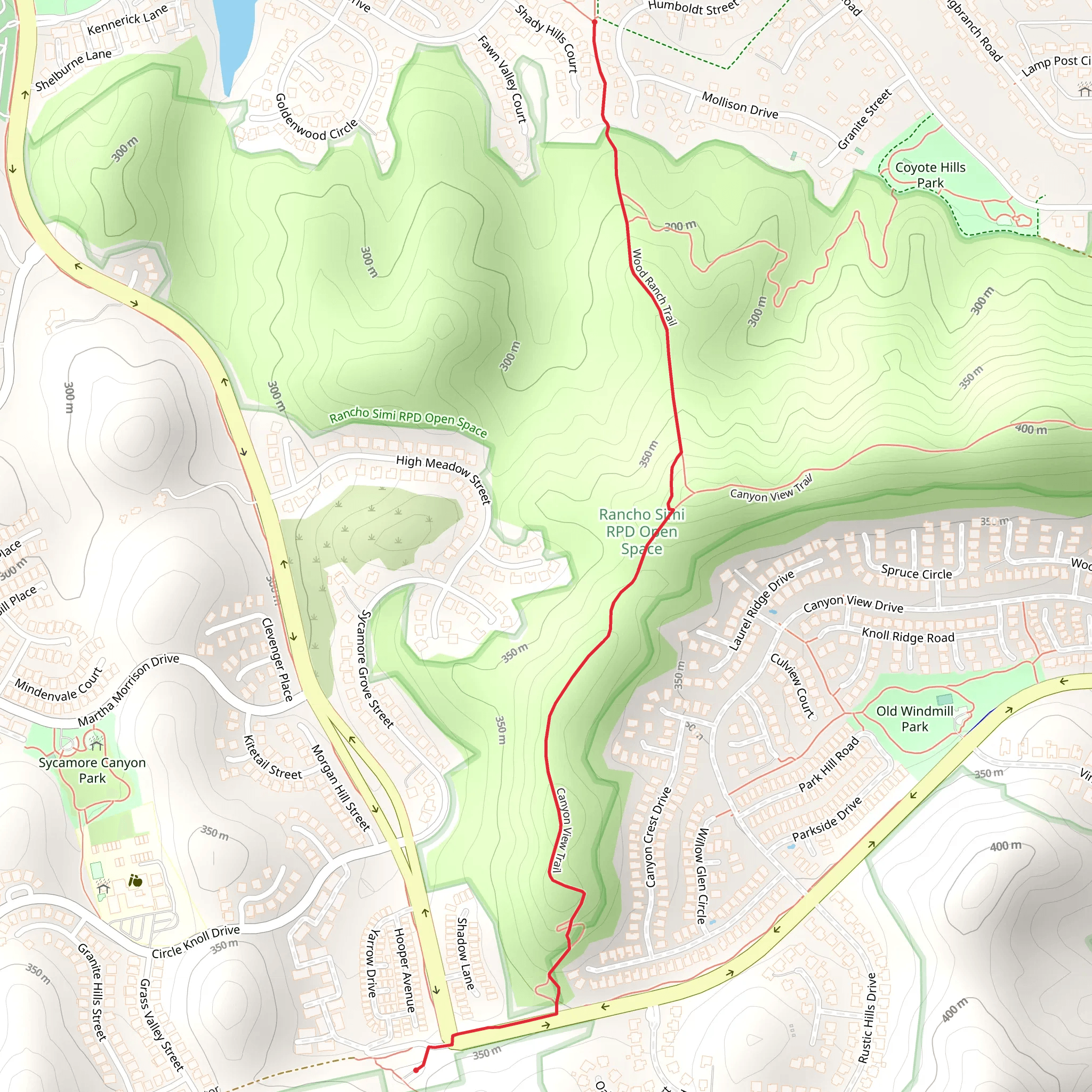 Canyon View and Wood Ranch Loop Trail mobile static map