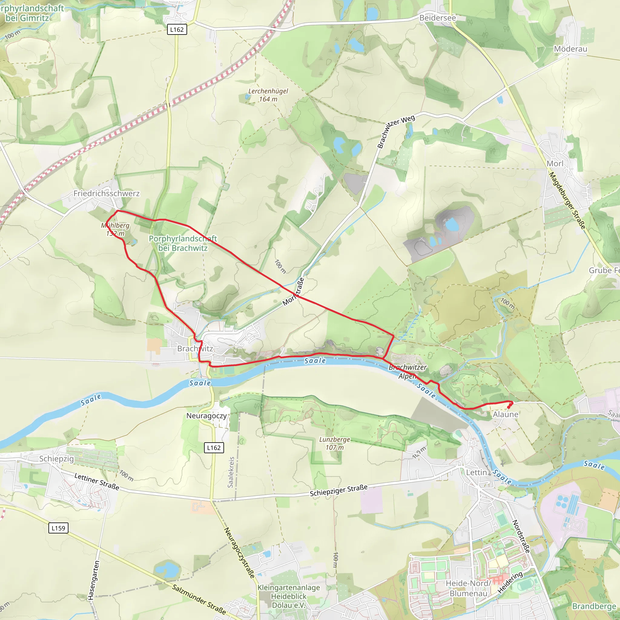 Saale and Straussenfarm Loop mobile static map