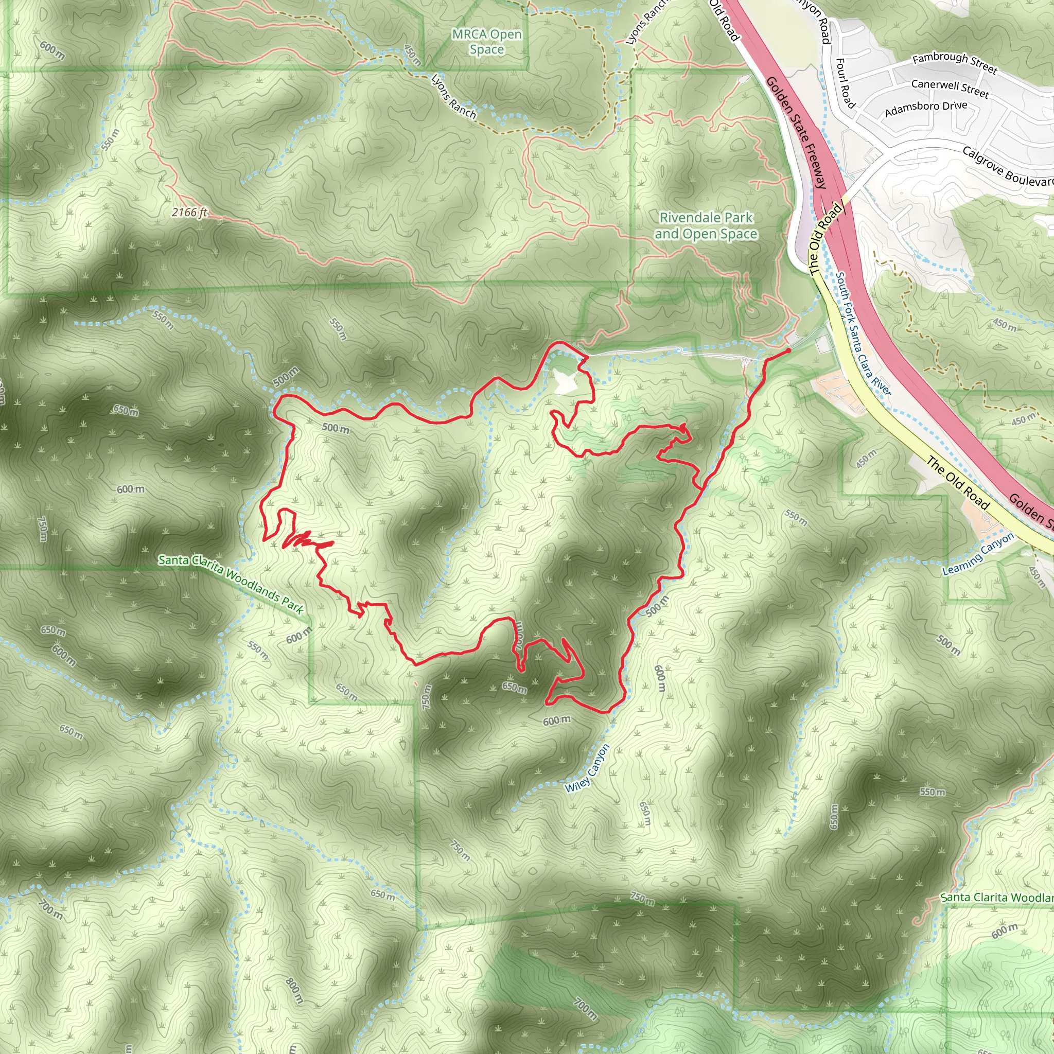Towsley Canyon Loop Trail mobile static map