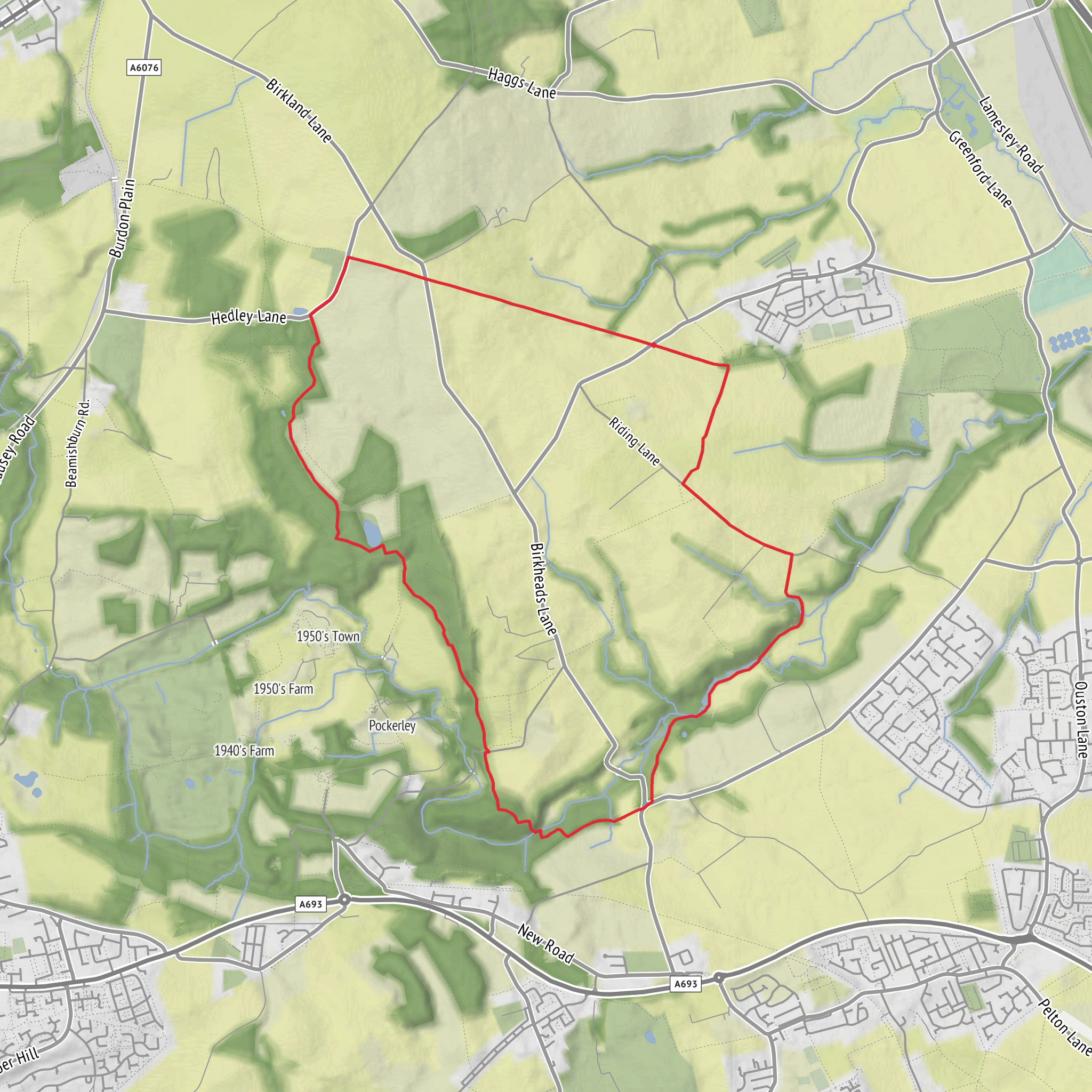 Bowes Railway Path and Ousbrough Wood Nature Reserve Loop mobile static map