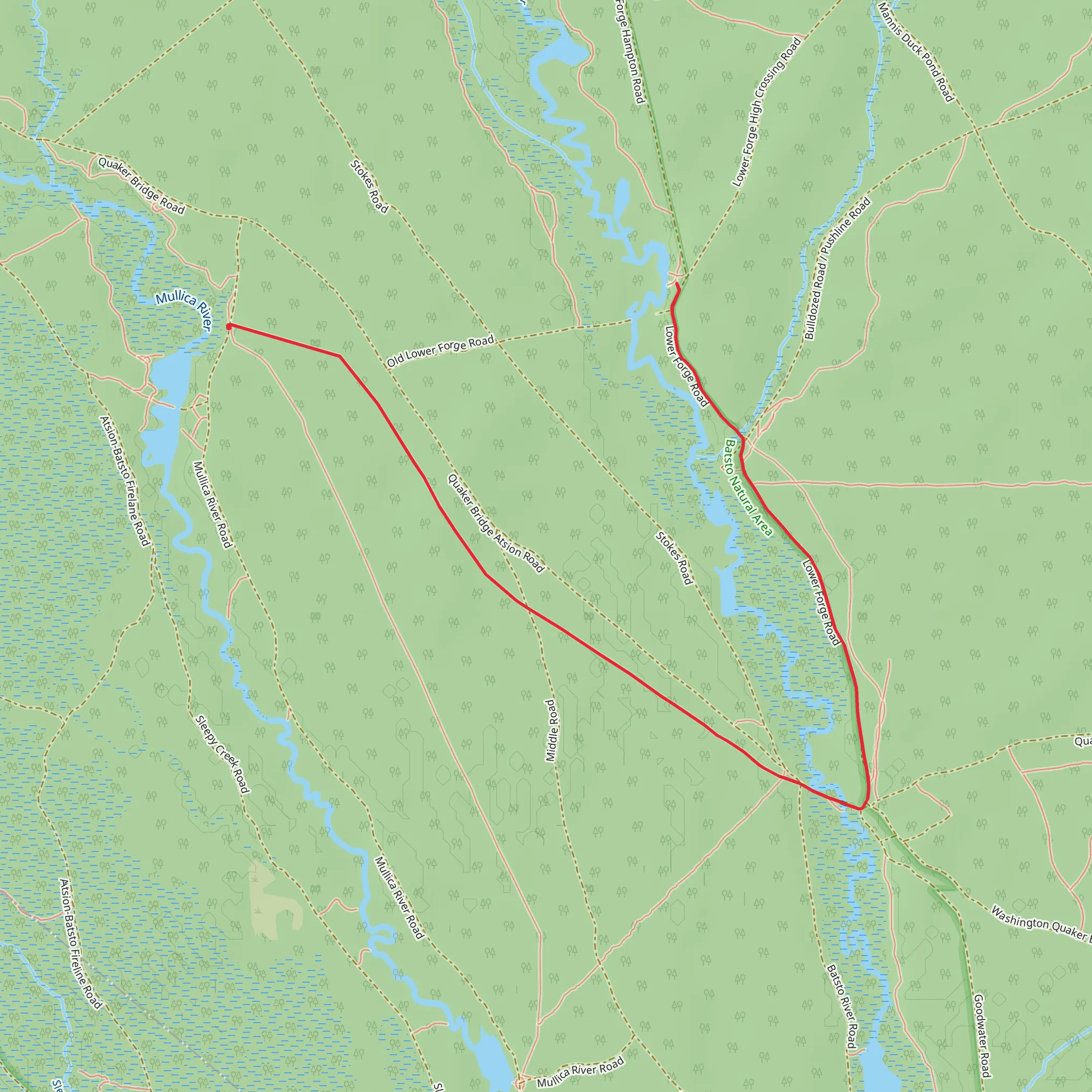 Beaver Bridge Trail and Lower Forge Campground mobile static map