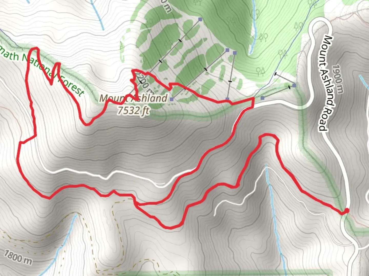 An image depicting the trail Mount Ashland Loop and its surrounding area.