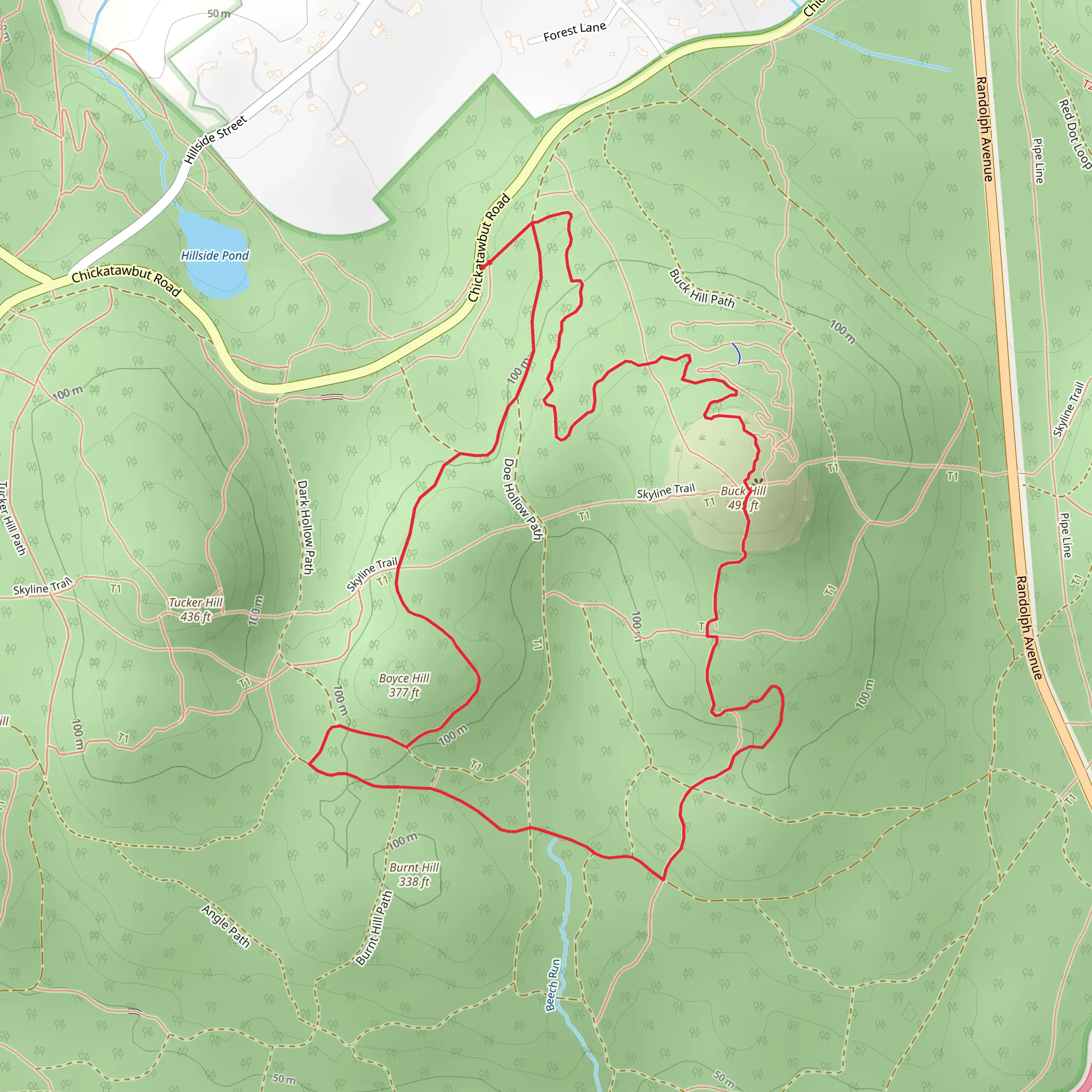 Buck Hill and Boyce Hill from Chikatawbut Road mobile static map