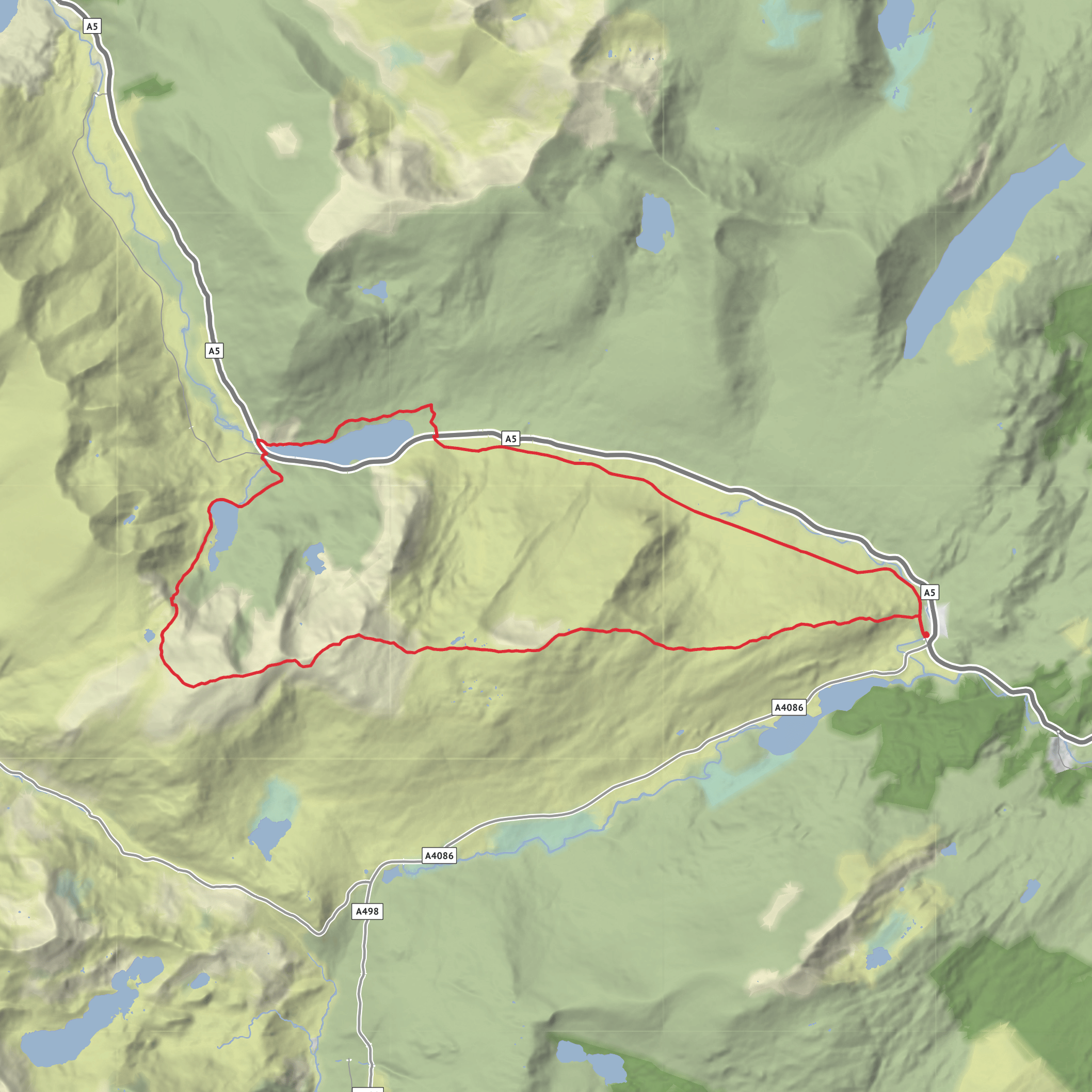 Glyders from Capel Curig via Snowdonia Slate Trail mobile static map