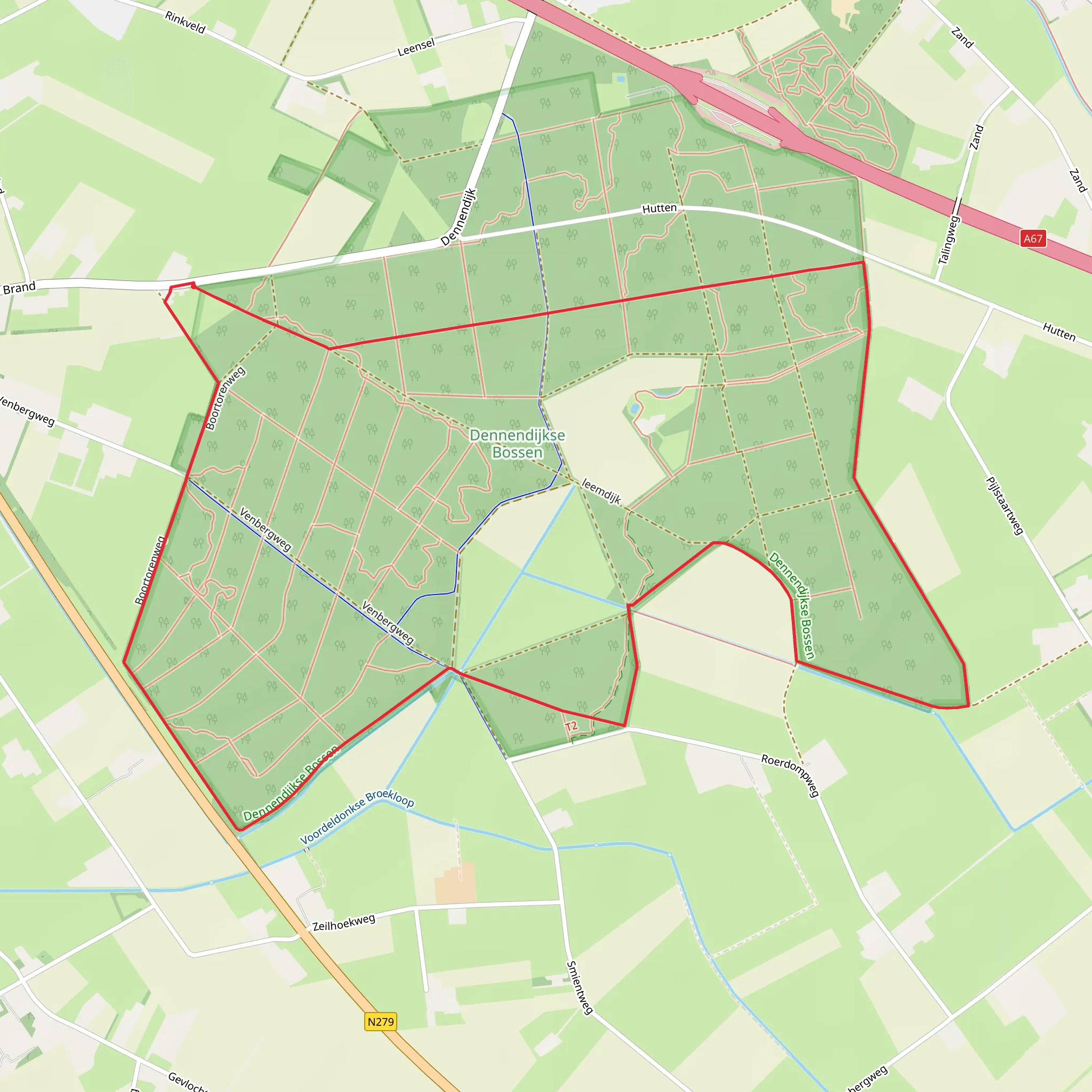 Dennendijkse Bossen Loop mobile static map