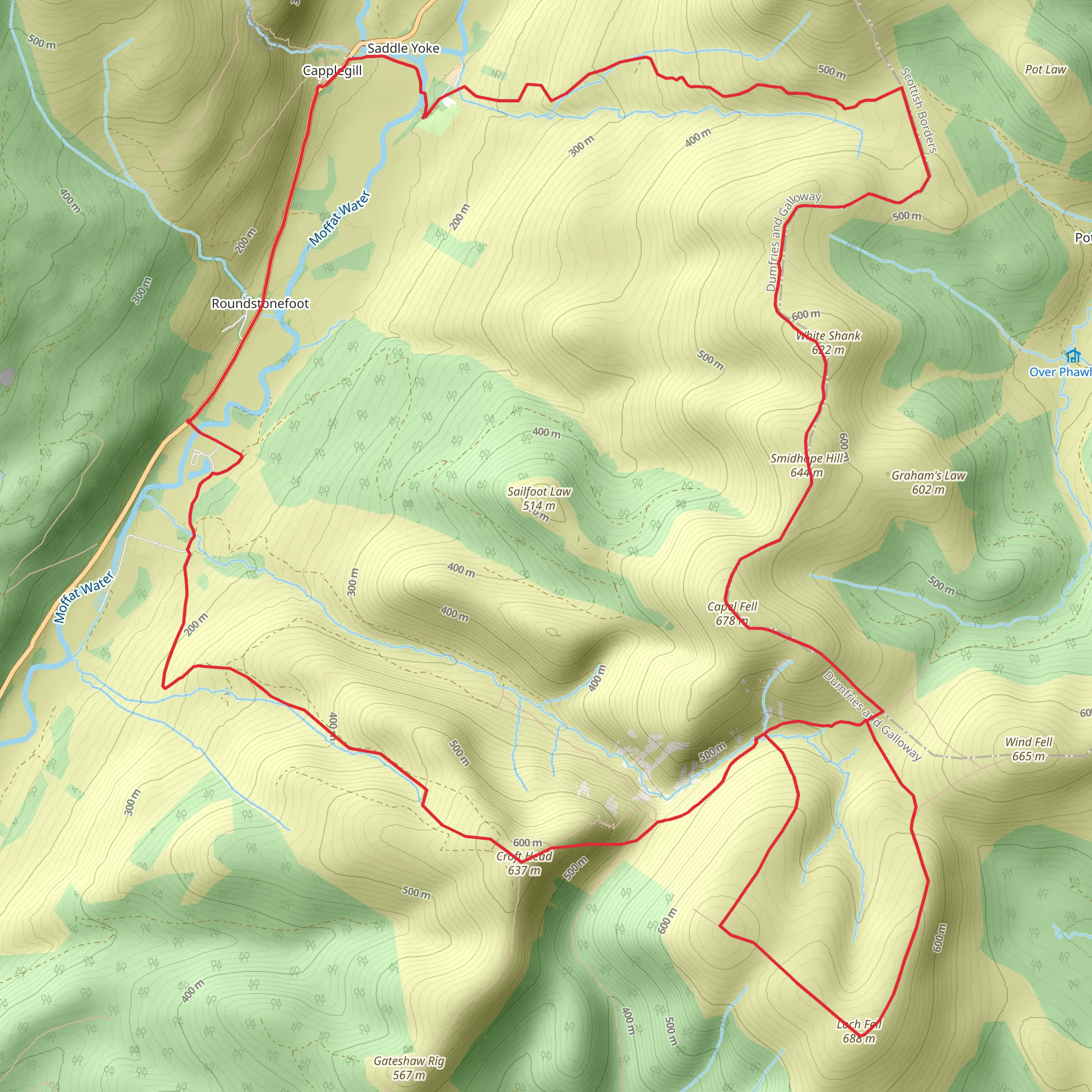 Loch Fell and Capel Fell Loop from Selcoth mobile static map