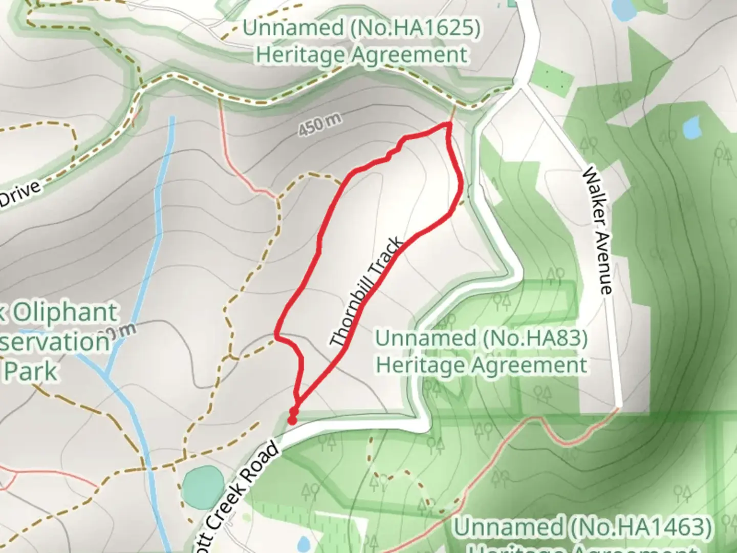 An image depicting the trail Waterfall Trail - Mark Oliphant Conservation Park and its surrounding area.