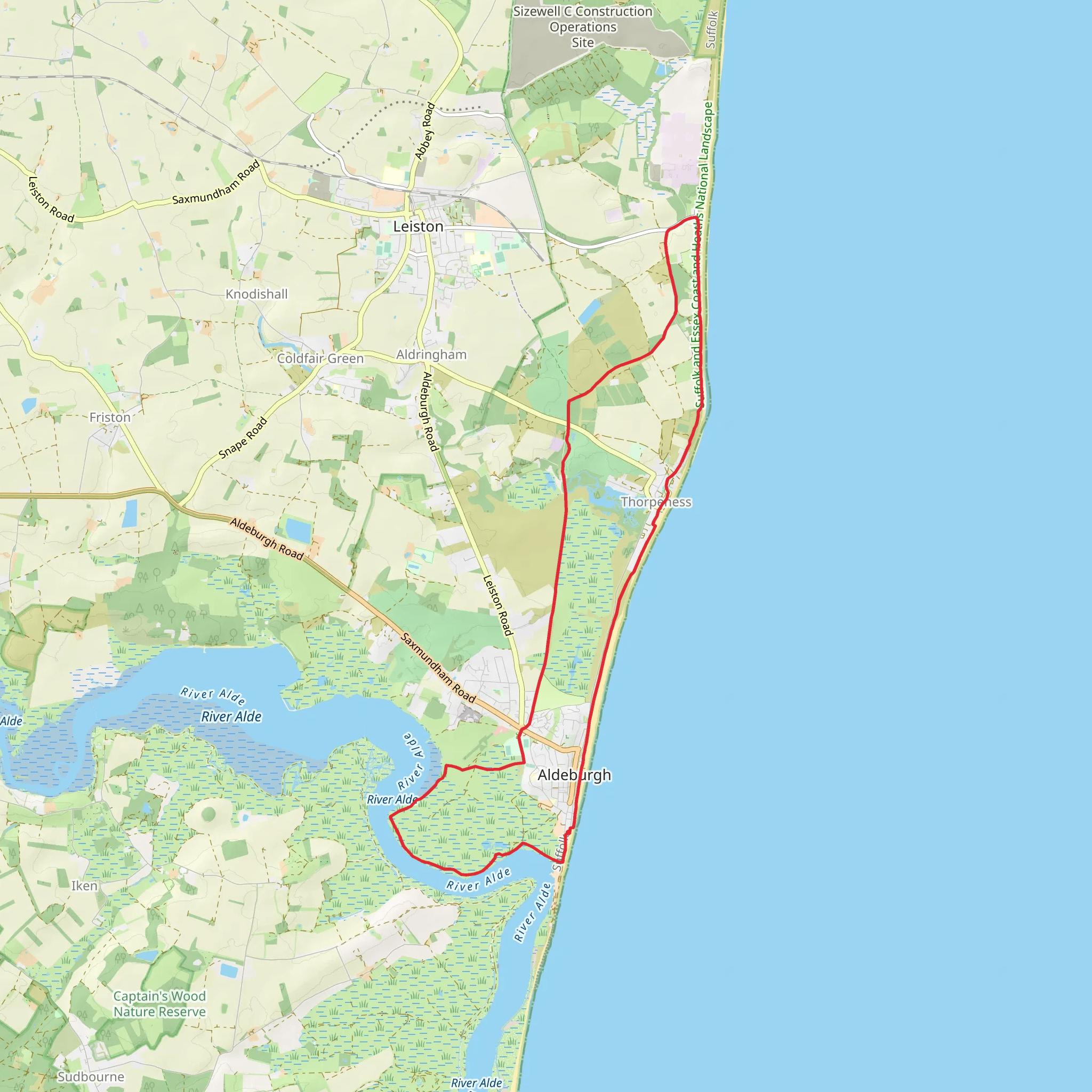 Slaughden to Sizewell Circular Walk mobile static map