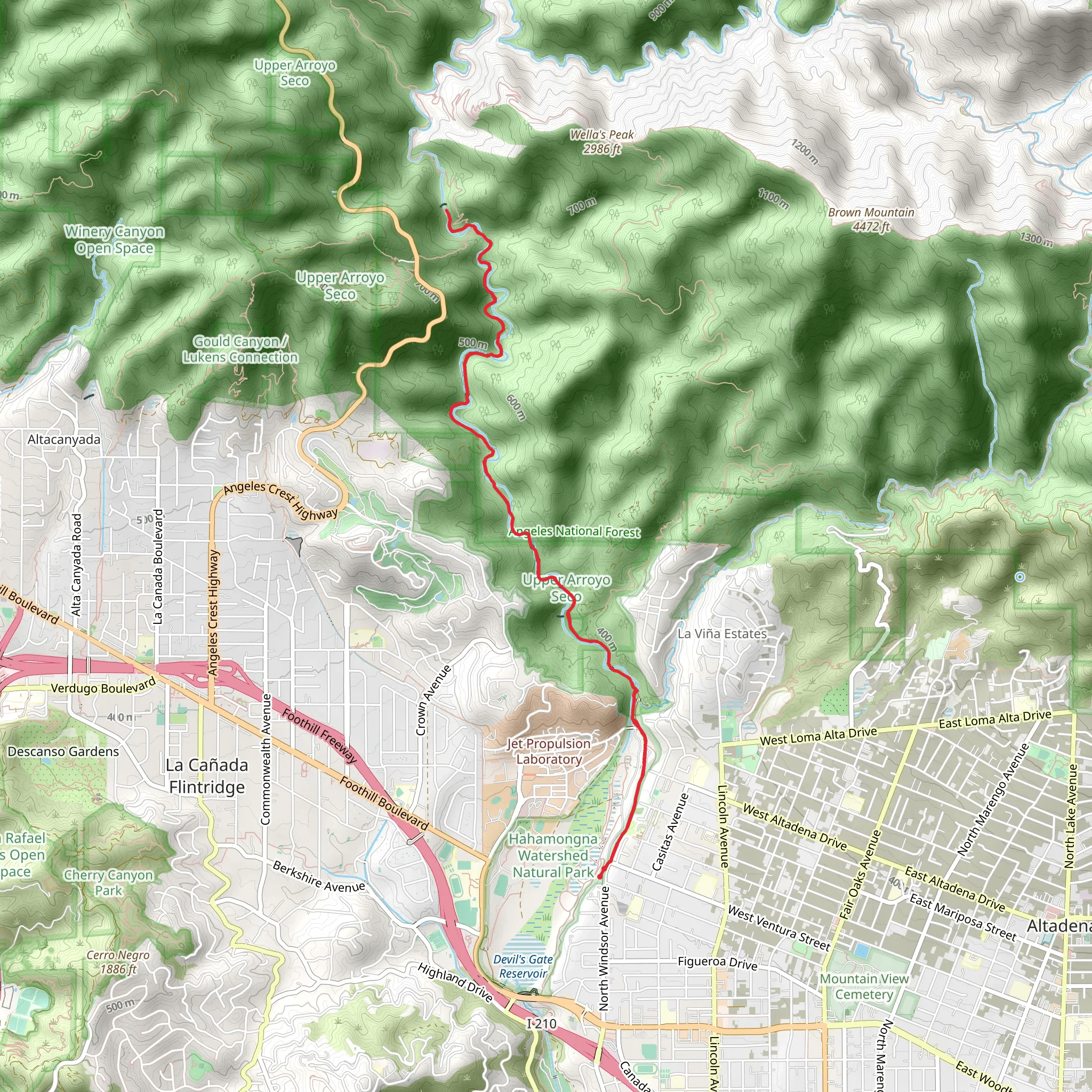 Aroyo Seco and Gabrielino Trail mobile static map