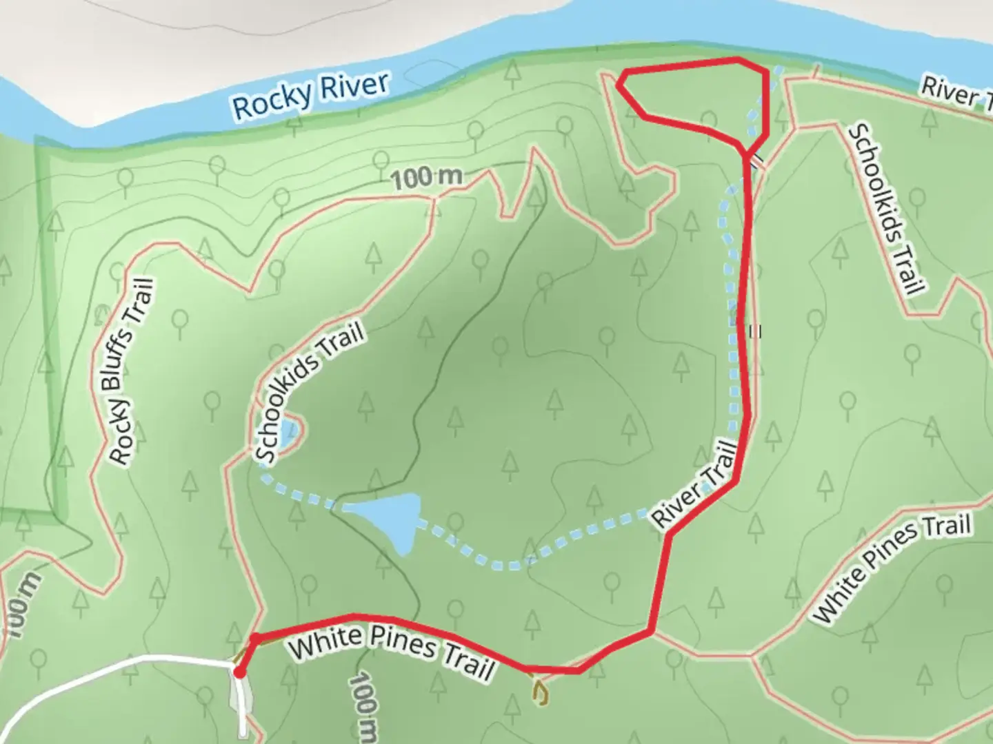 An image depicting the trail Rocky River Trail and its surrounding area.
