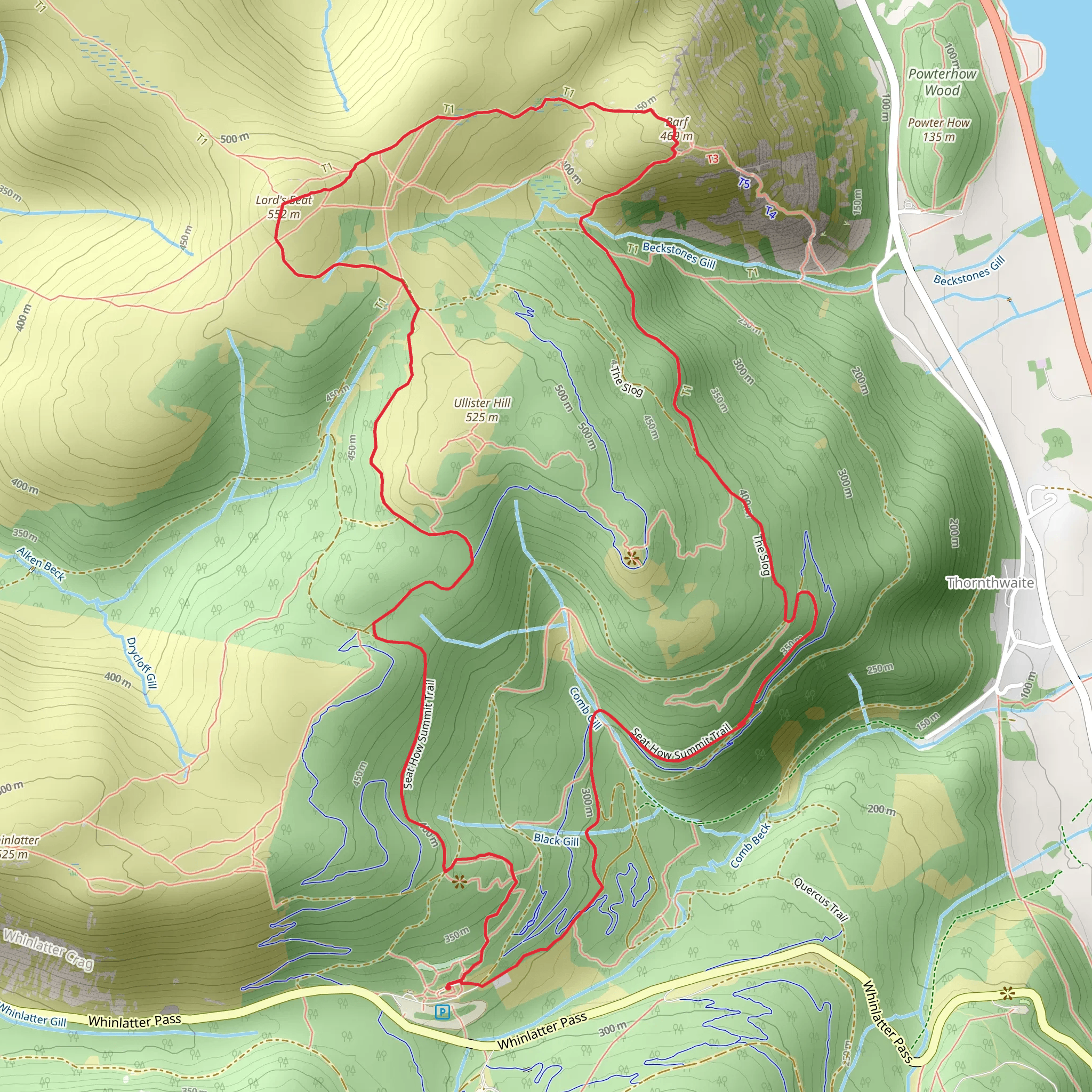 Lords Seat and Barf Loop mobile static map