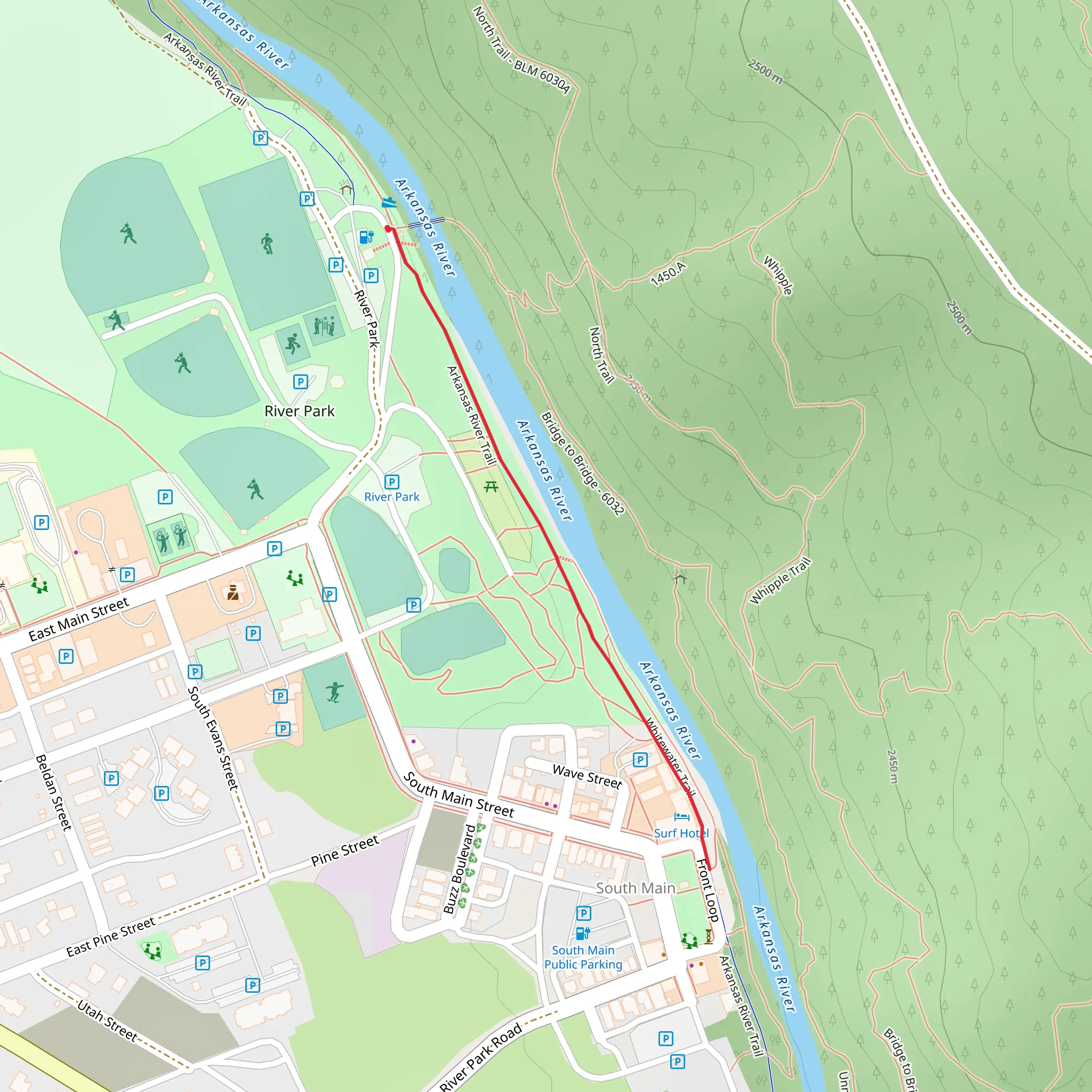 Arkansas River Trail Out and Back mobile static map
