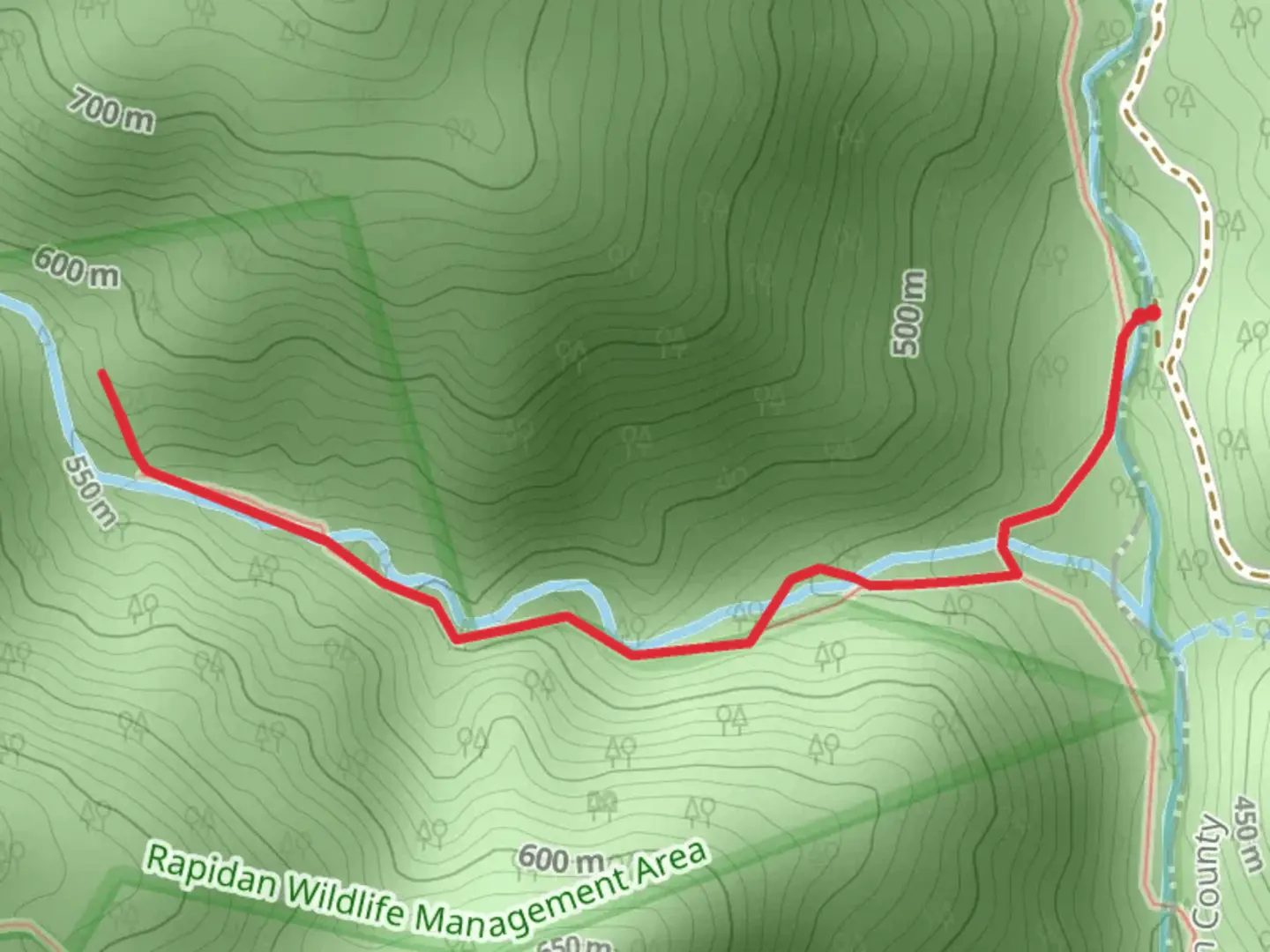 An image depicting the trail Devils Ditch Hunter Access Trail and its surrounding area.