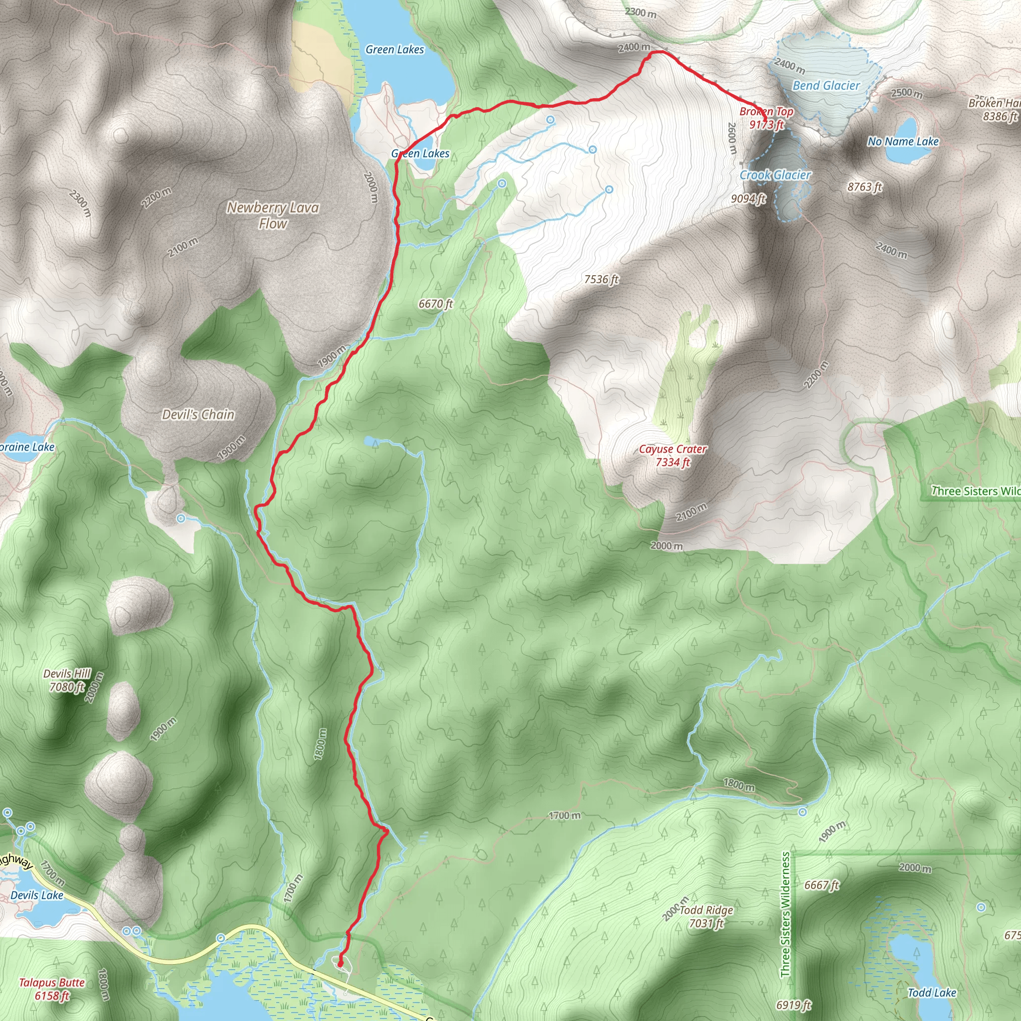 Broken Top via Broken Top NW Ridge Route mobile static map