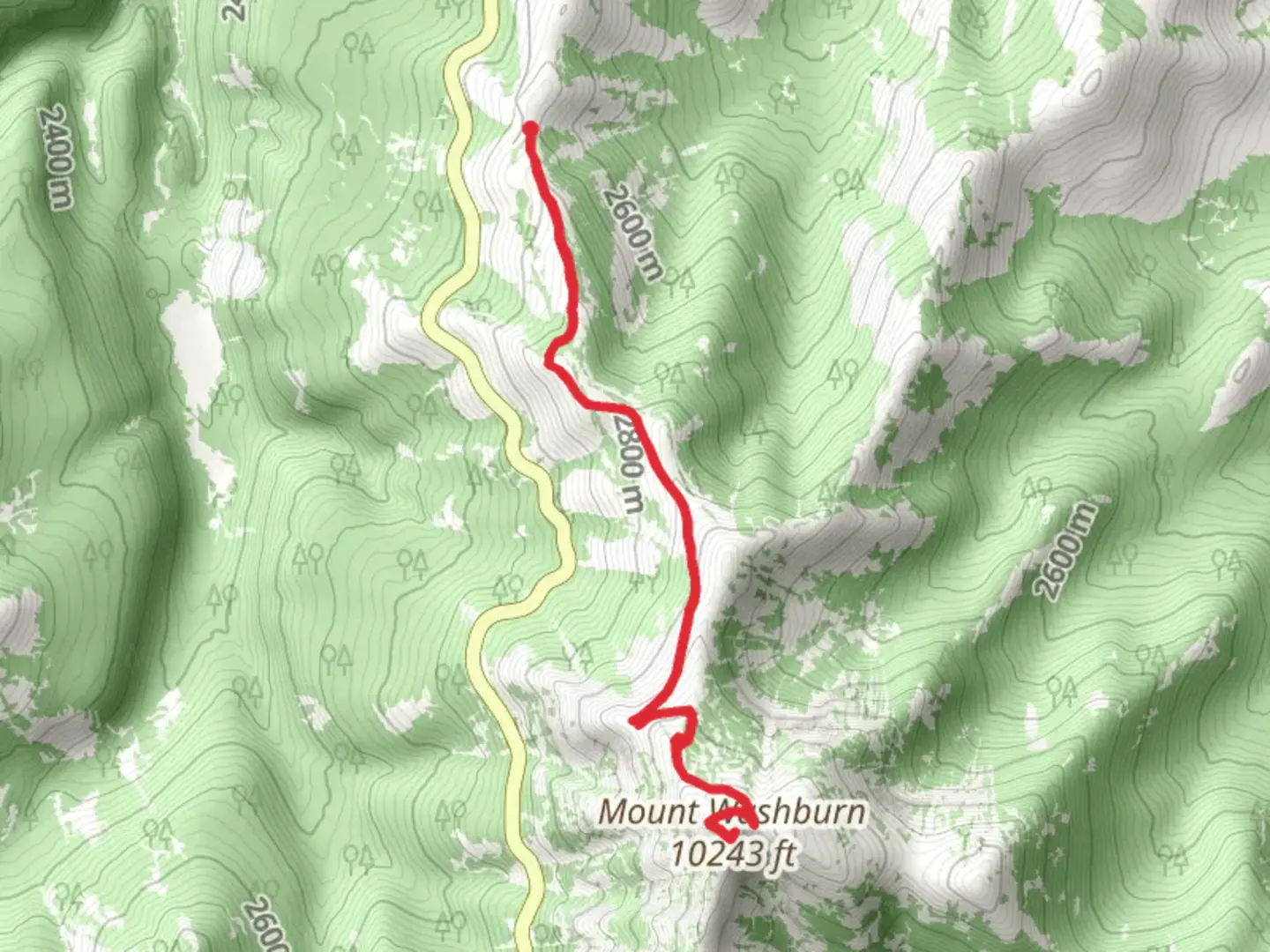 An image depicting the trail Mount Washburn and its surrounding area.