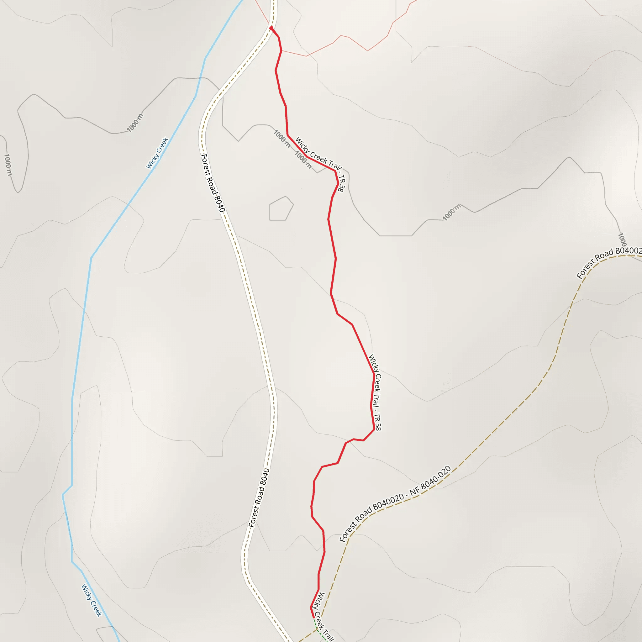 Wicky Creek Trail - Short mobile static map