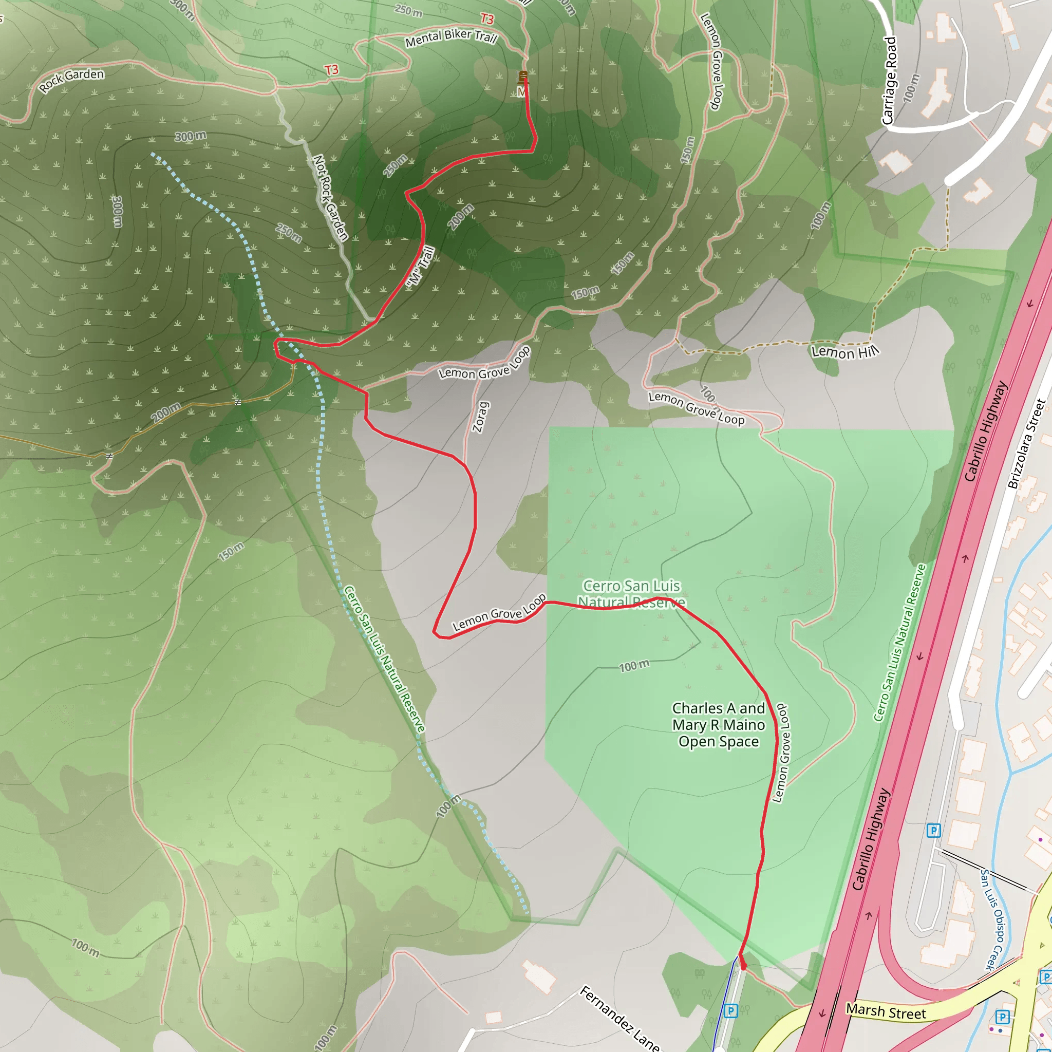 Lemon Grove and M Trail mobile static map