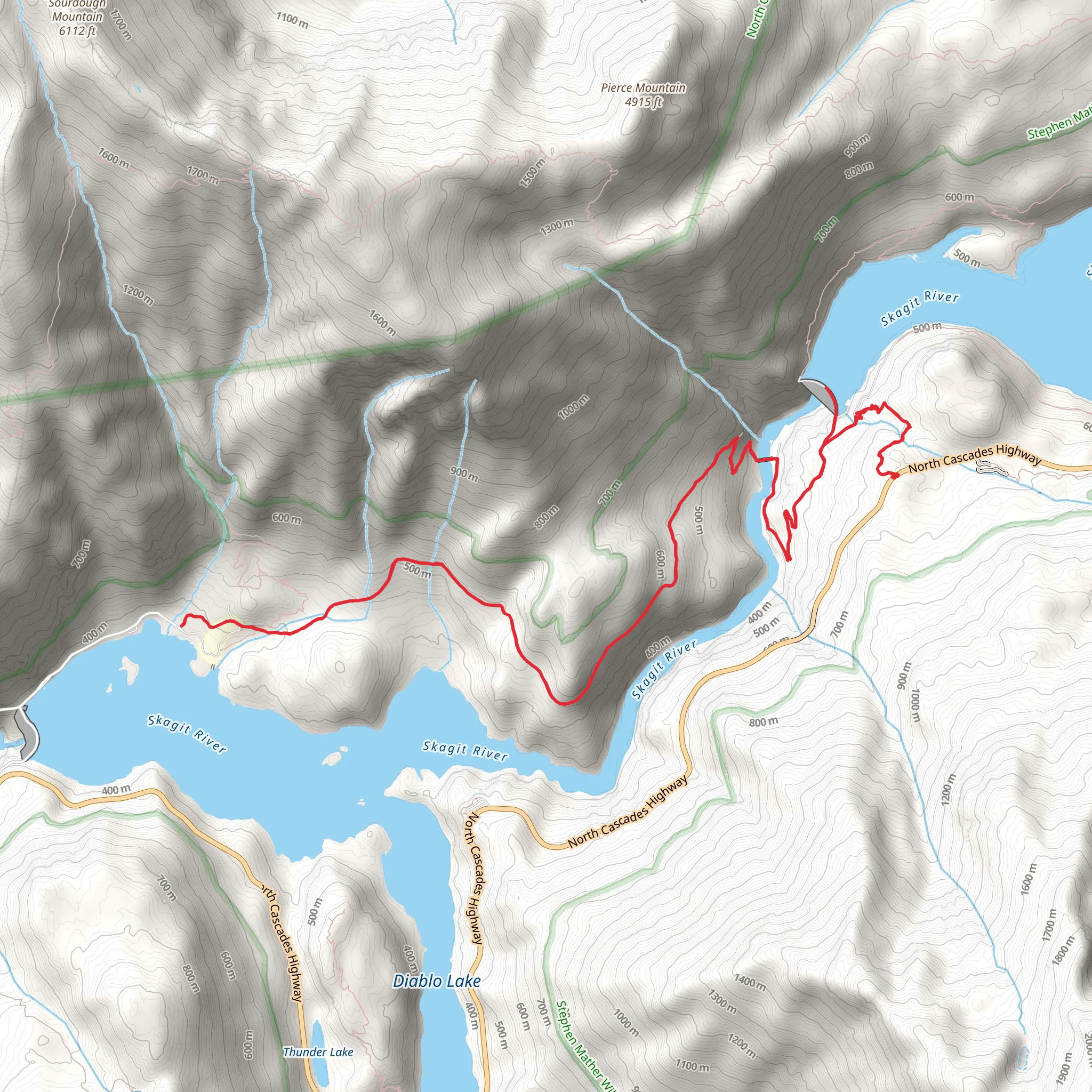 Diablo Lake Trail and Ross Dam Trail mobile static map