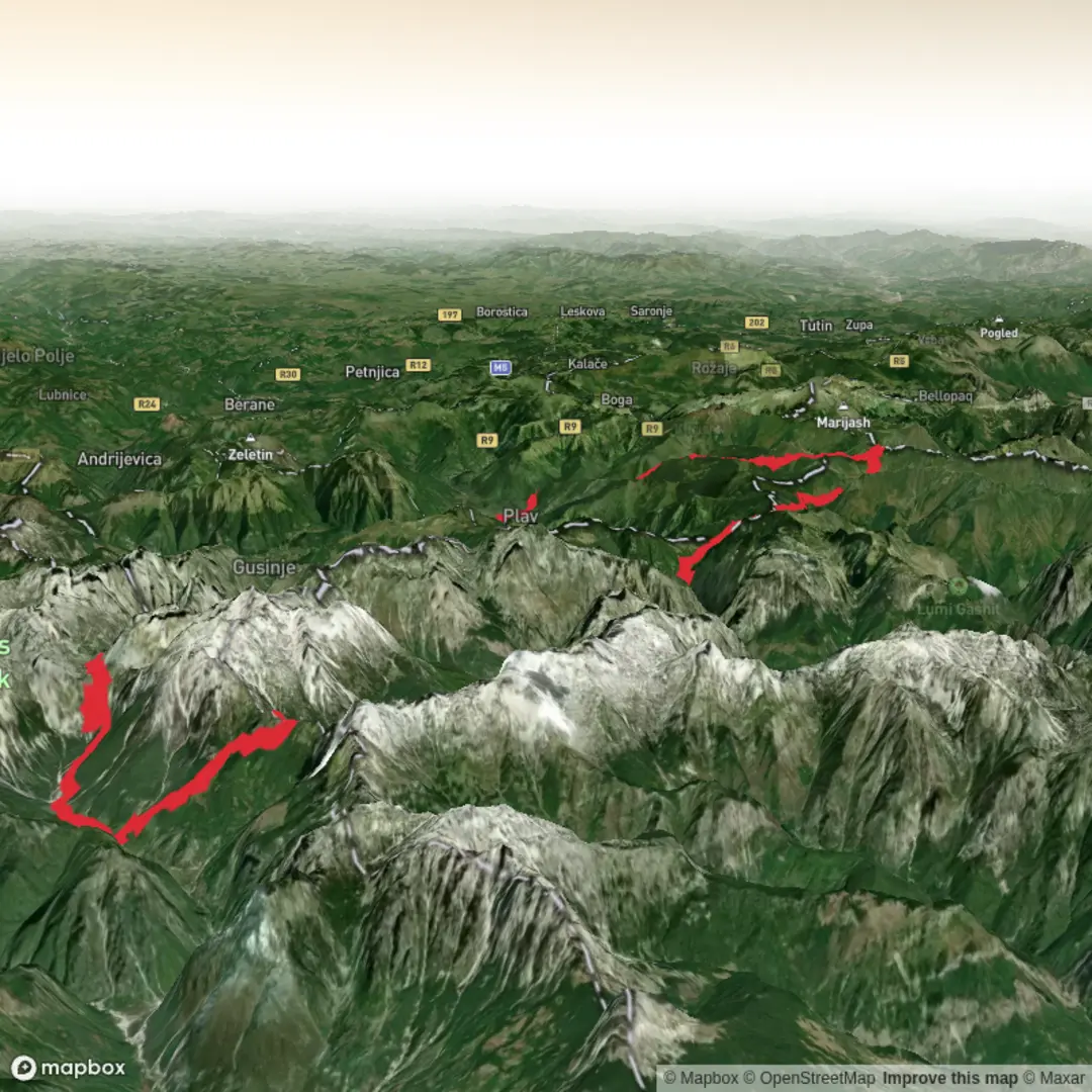 An image depicting the trail Half Peaks of the Balkans and its surrounding area.
