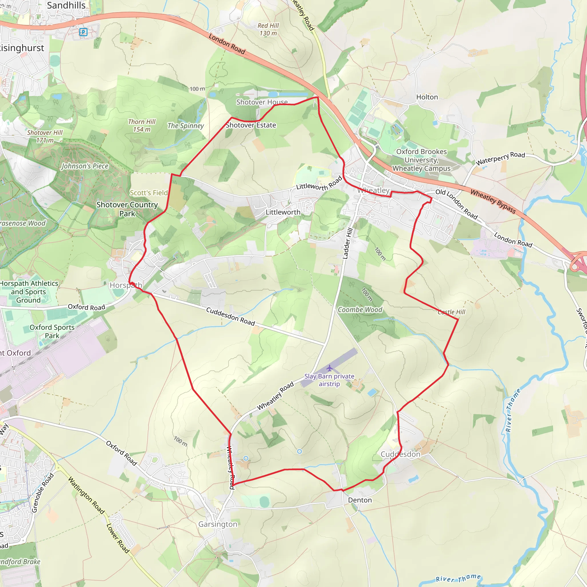 Castle Hill and Oxford Green Belt Way mobile static map