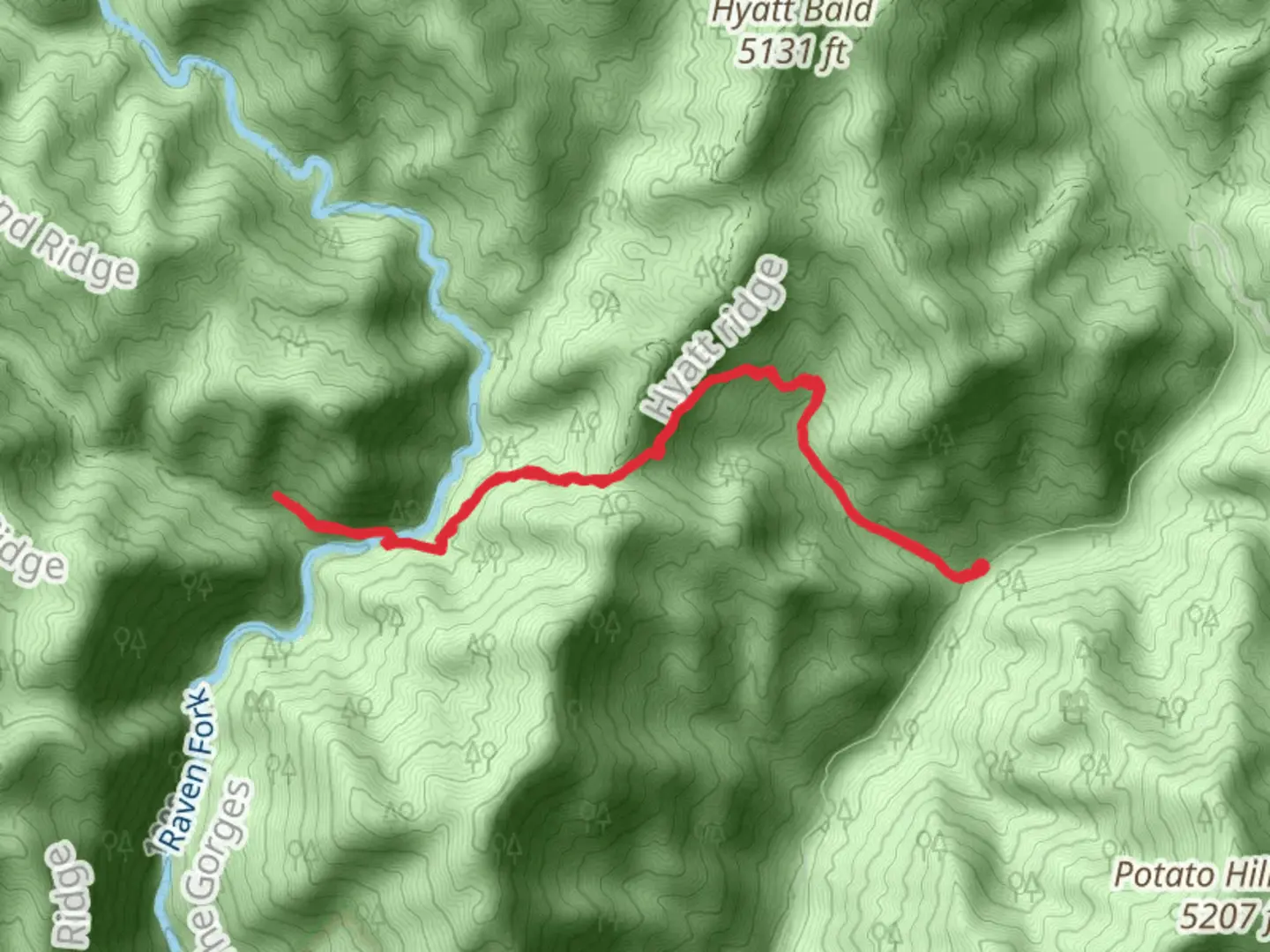An image depicting the trail Enlow Creek via Hyatt Ridge Trail and its surrounding area.