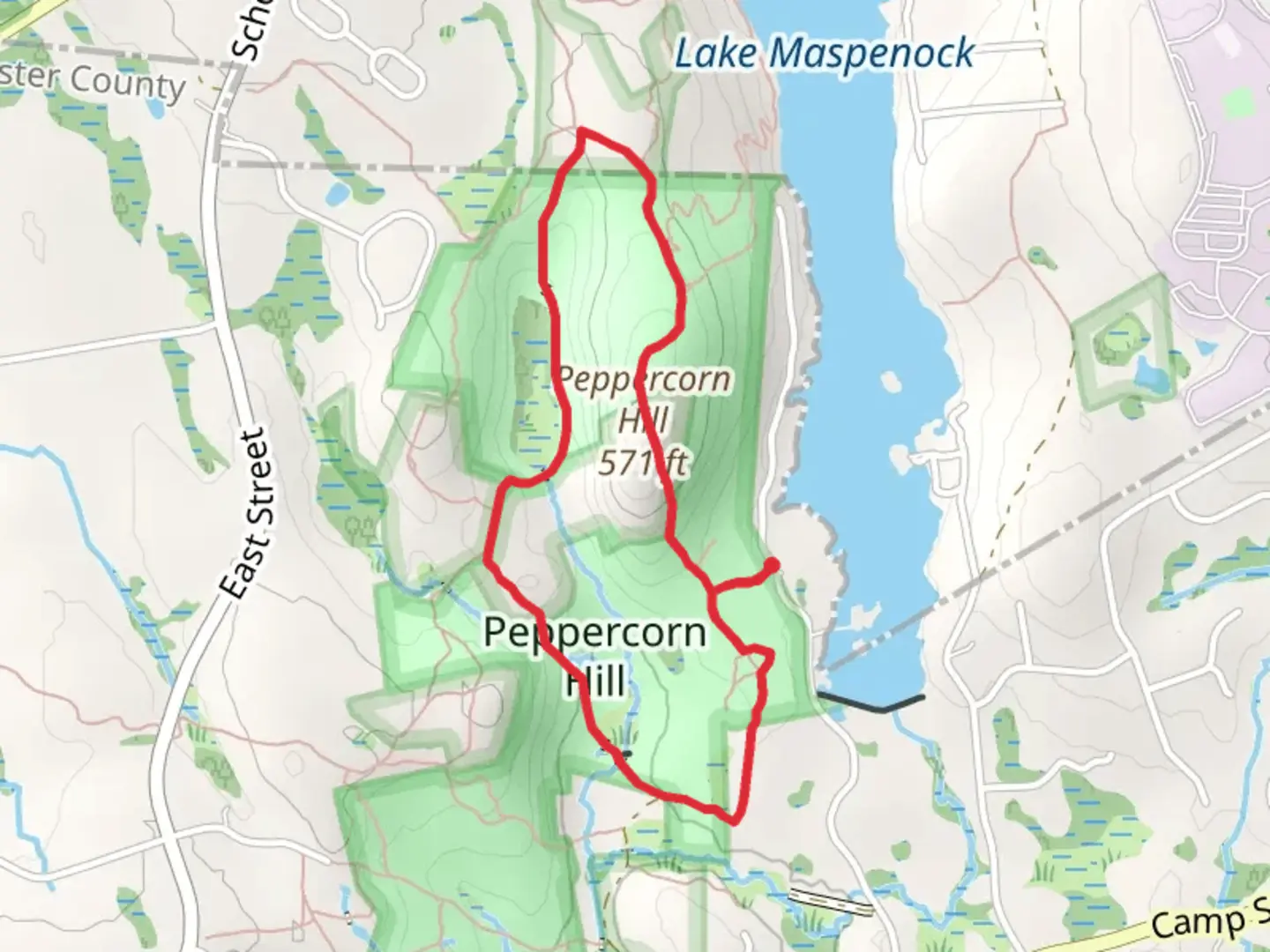 An image depicting the trail Peppercorn Hill Loop Trail and its surrounding area.