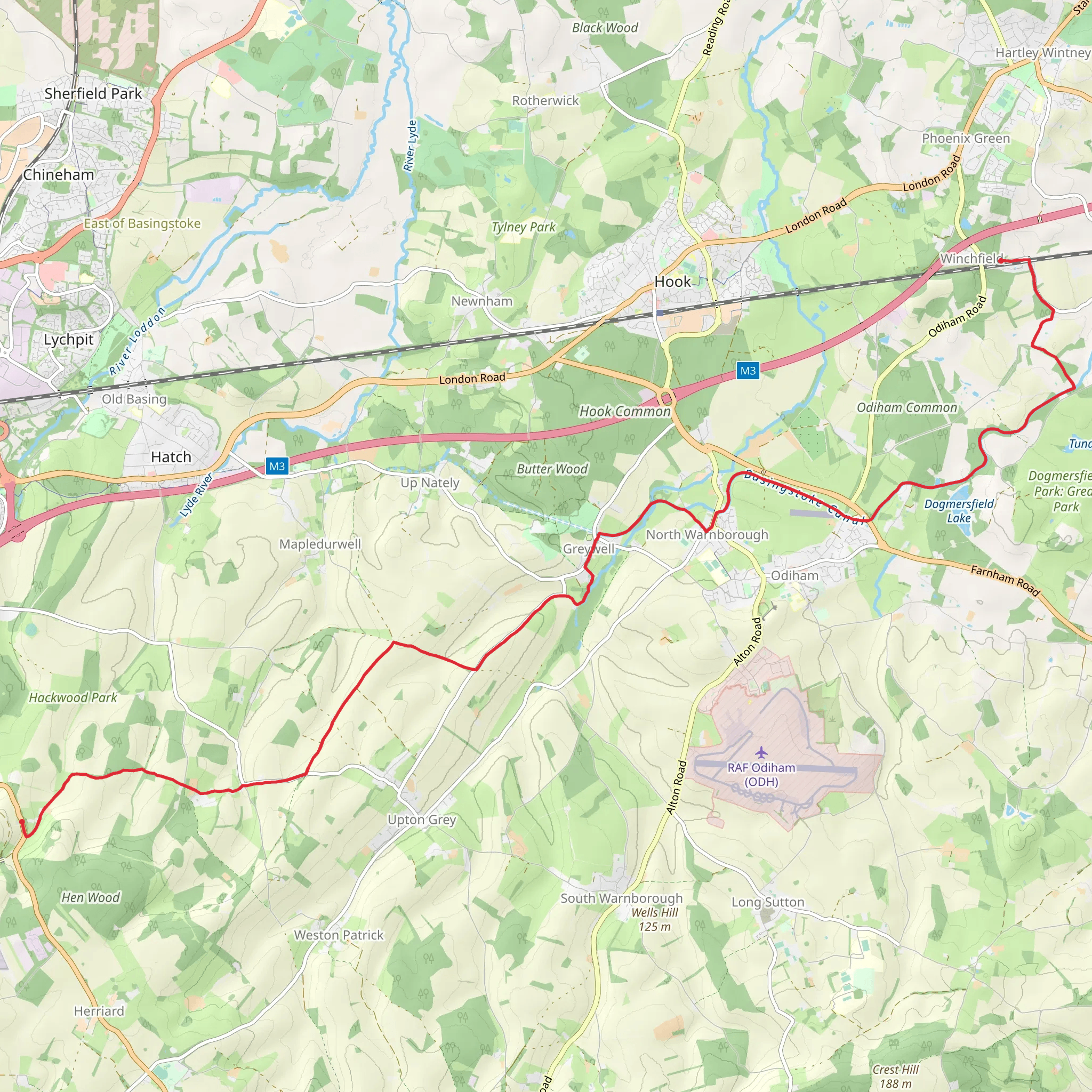 Winslade to Winchfield Walk mobile static map