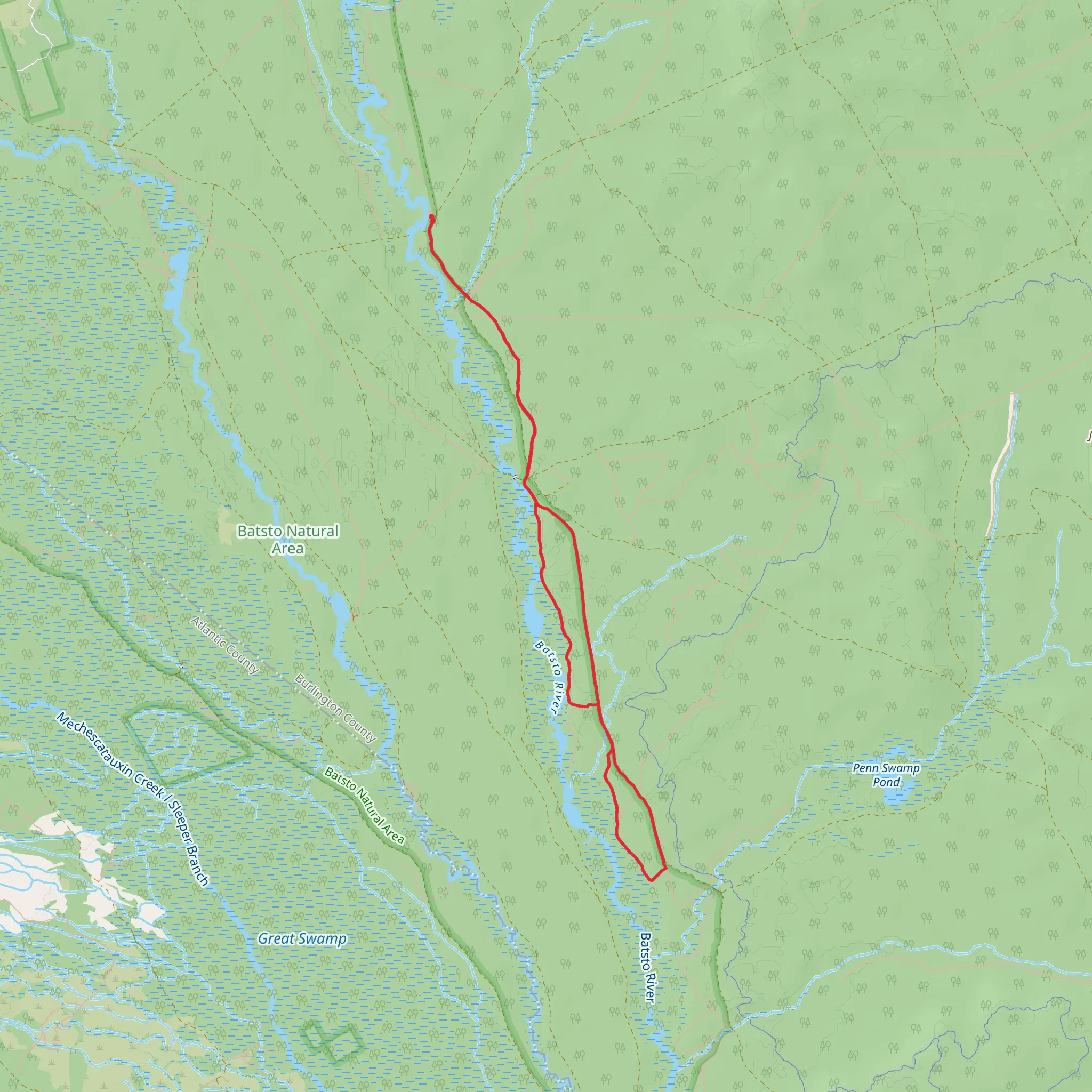 Batona Trail and Goodwater Road Loop mobile static map