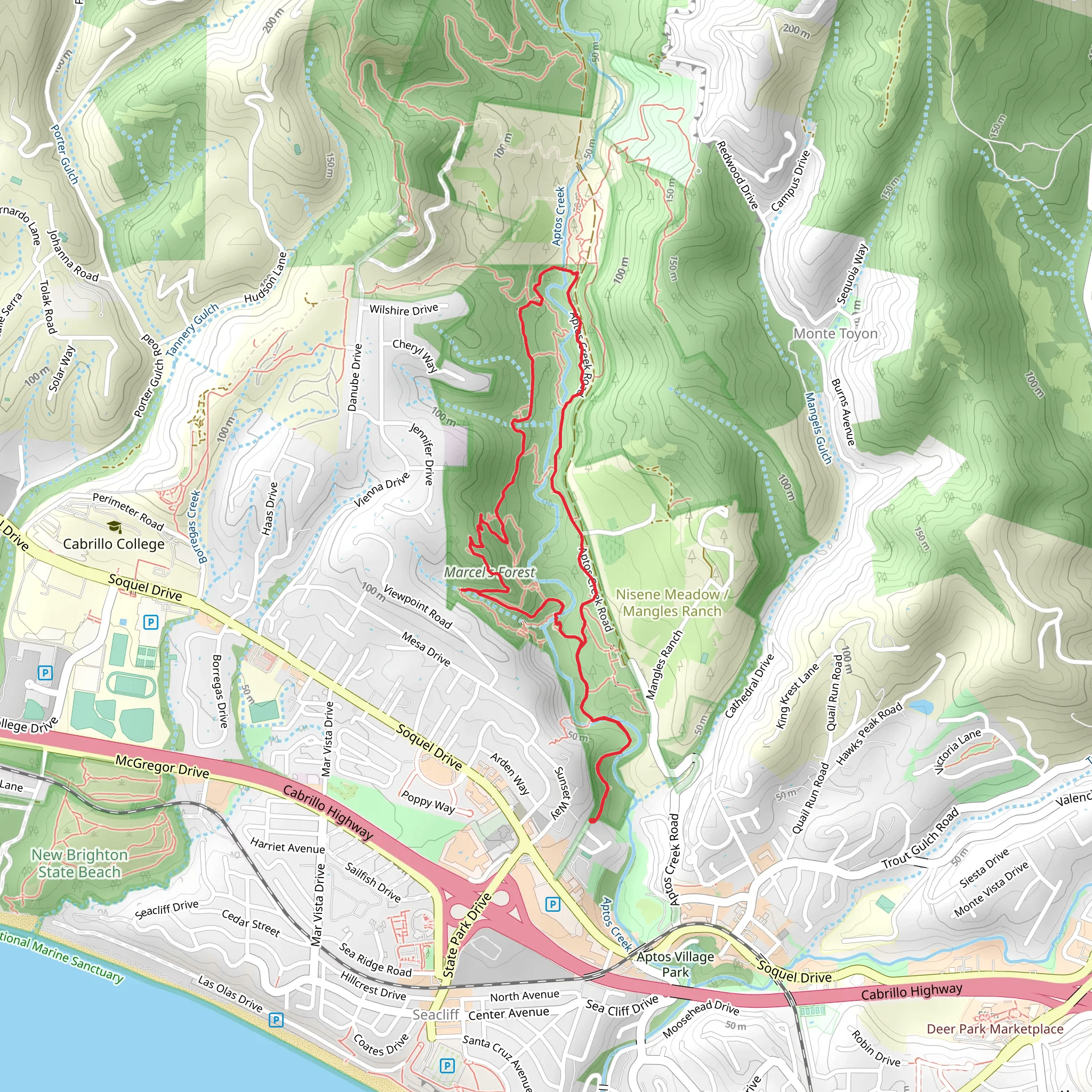 Aptos Rancho Loop Trail mobile static map