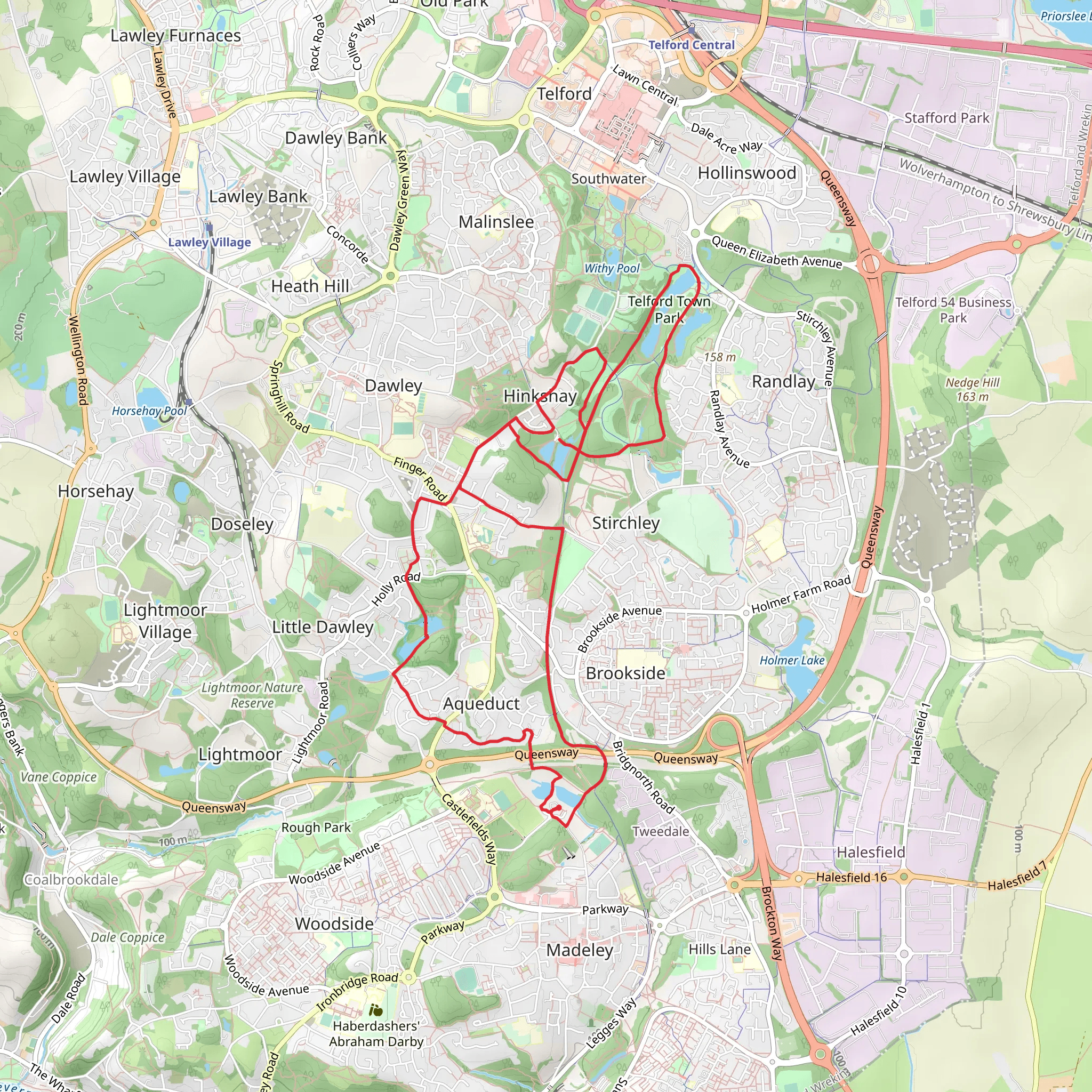 Town Park, Hinkshay and Balancing Lakes Loop mobile static map