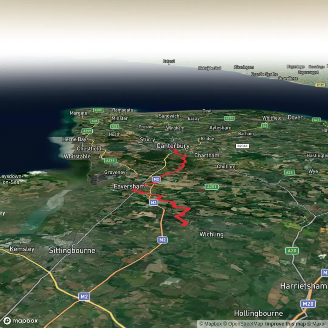 An image depicting the trail Doddington to Cantubury and its surrounding area.
