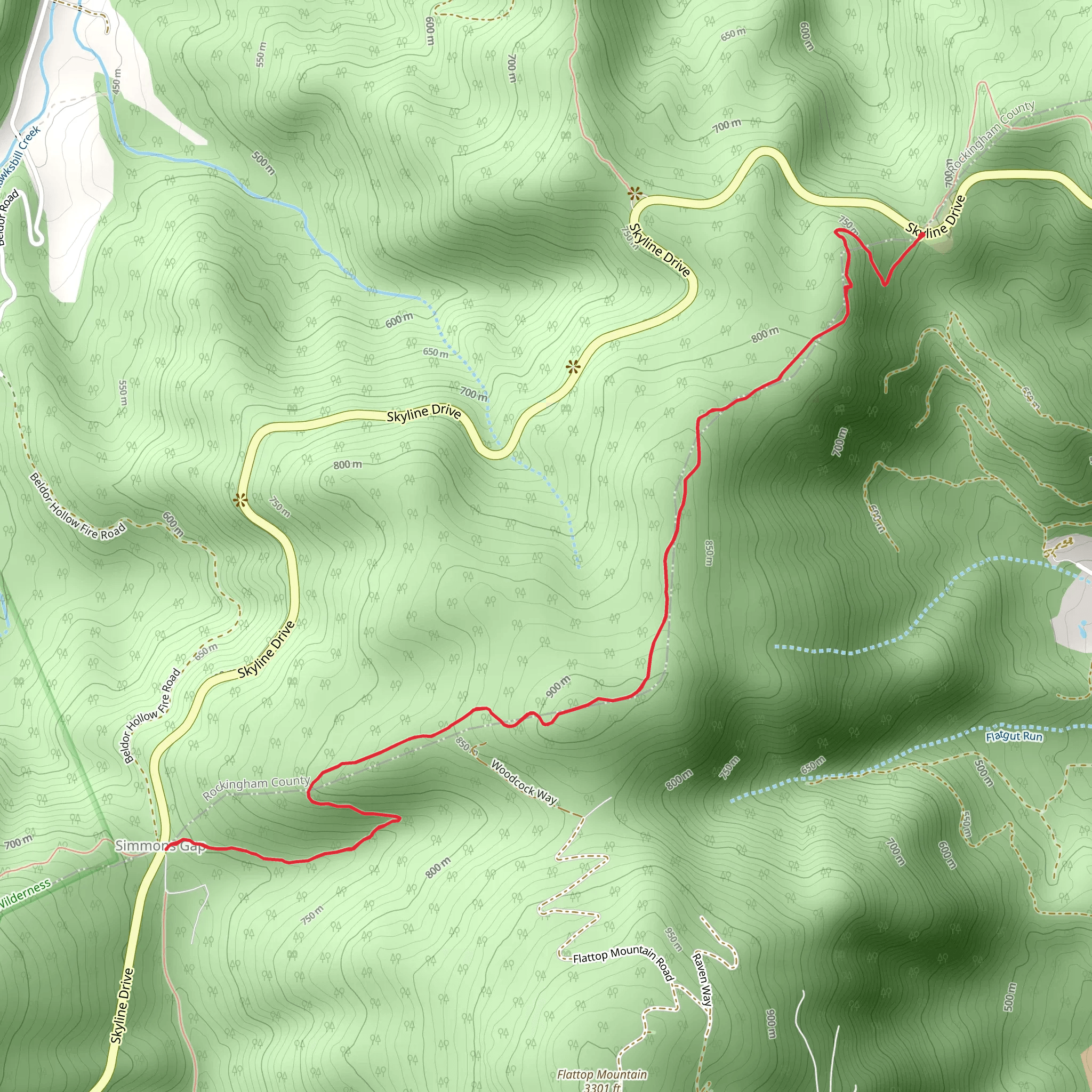 Simmons Gap via Appalachian Trail mobile static map
