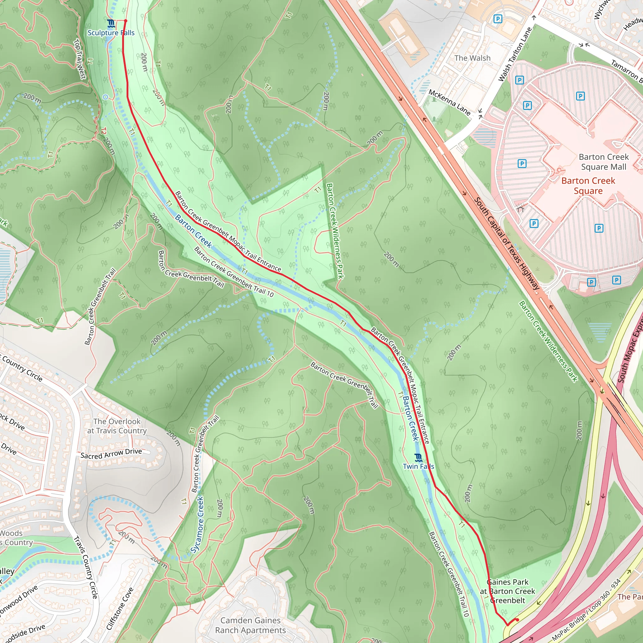Barton Creek Greenbelt Mopac Trail Entrance mobile static map