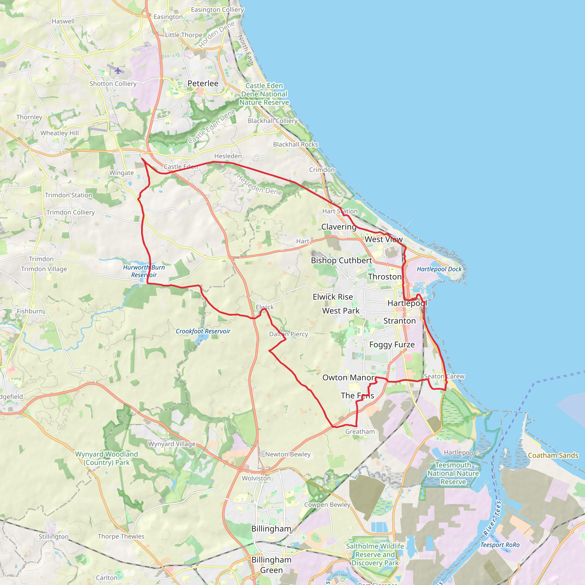 Hartlepool, Seaton Carew and Station Town Loop mobile static map