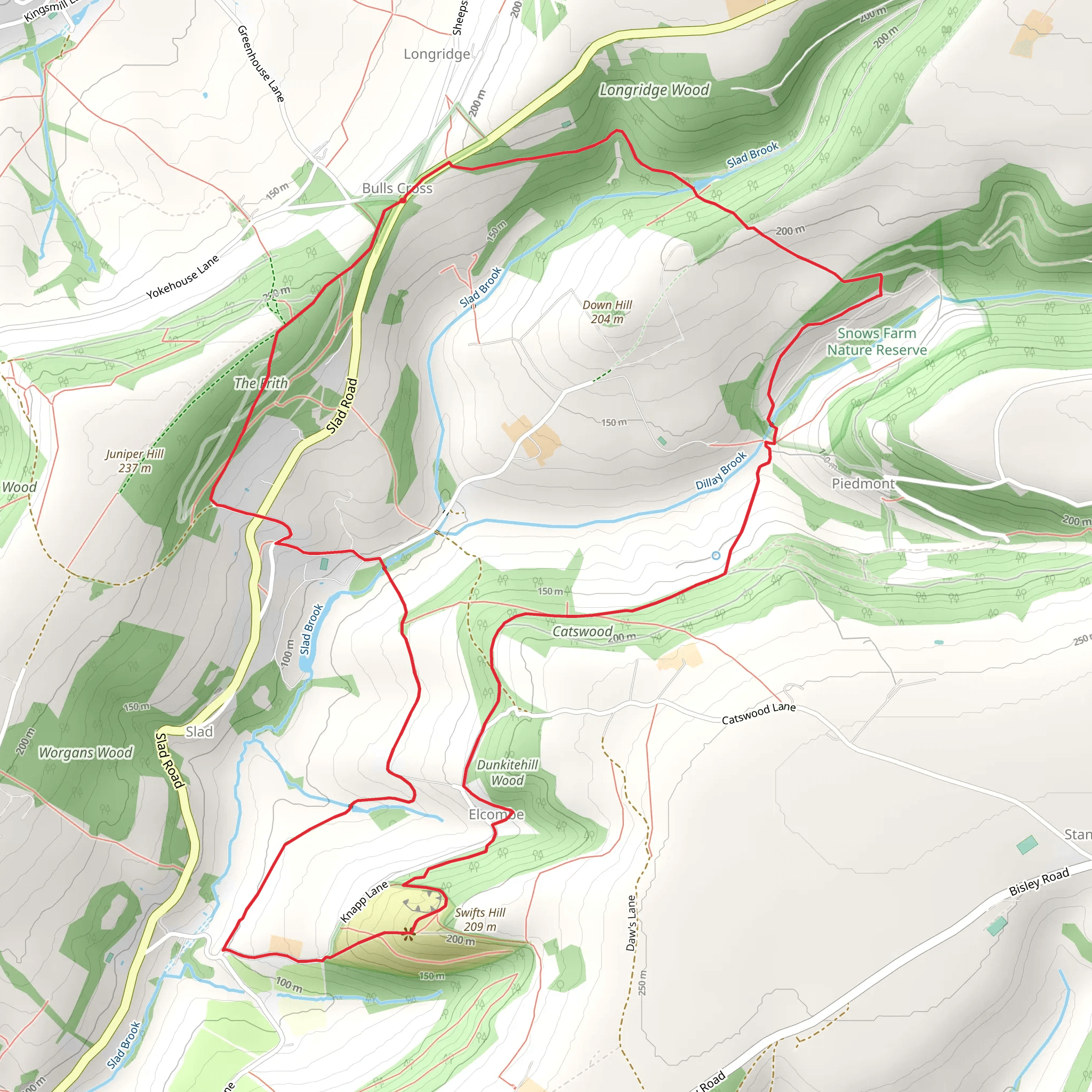Trantershill Plantation and Swift's Hill Loop mobile static map