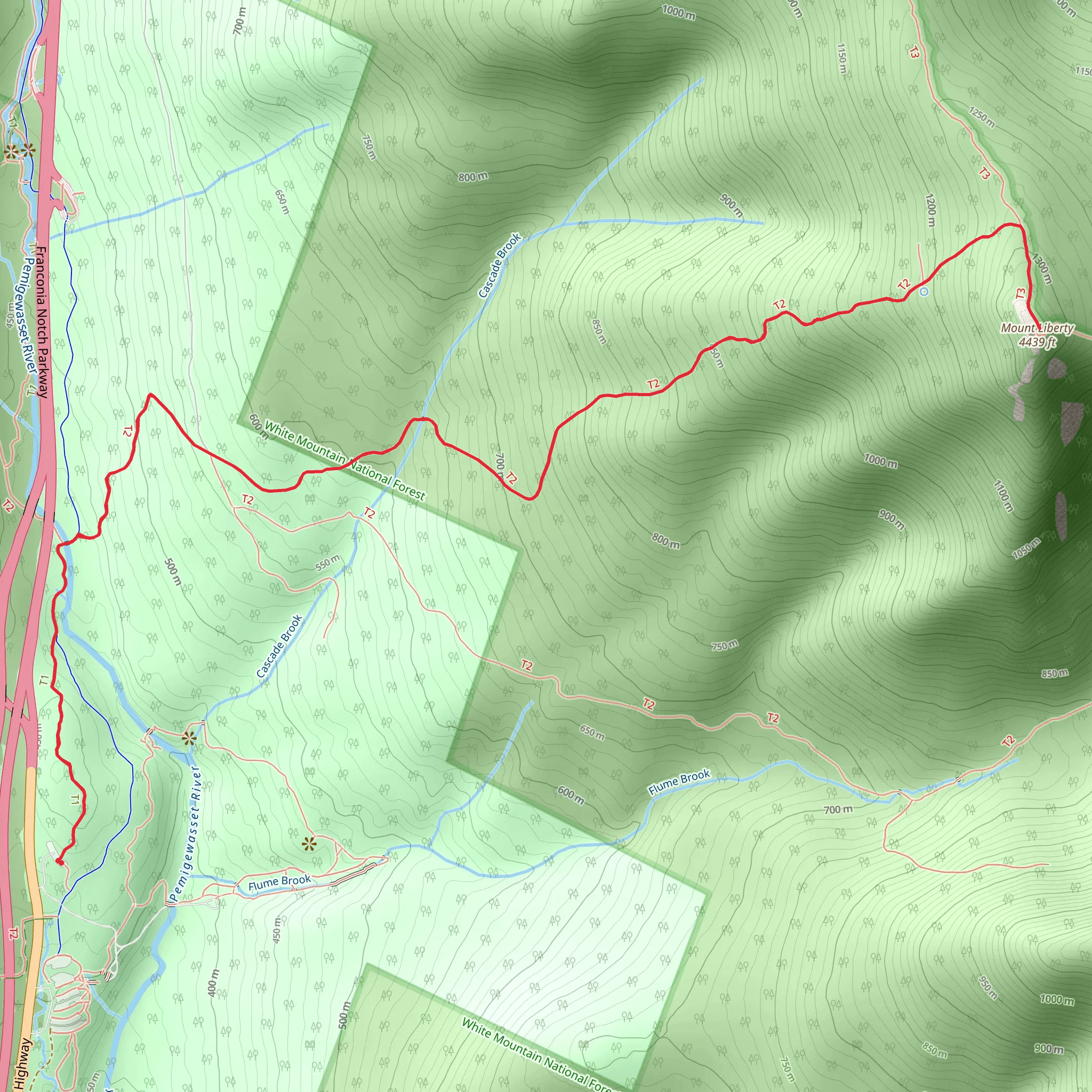 Mount Liberty via LIberty Spring Trail mobile static map