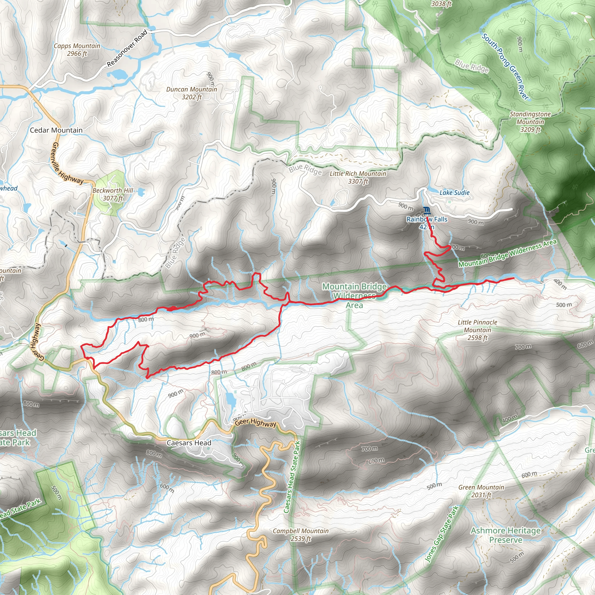 Coldspring Branch, Jones Gap and Rainbow Falls Loop Trail mobile static map