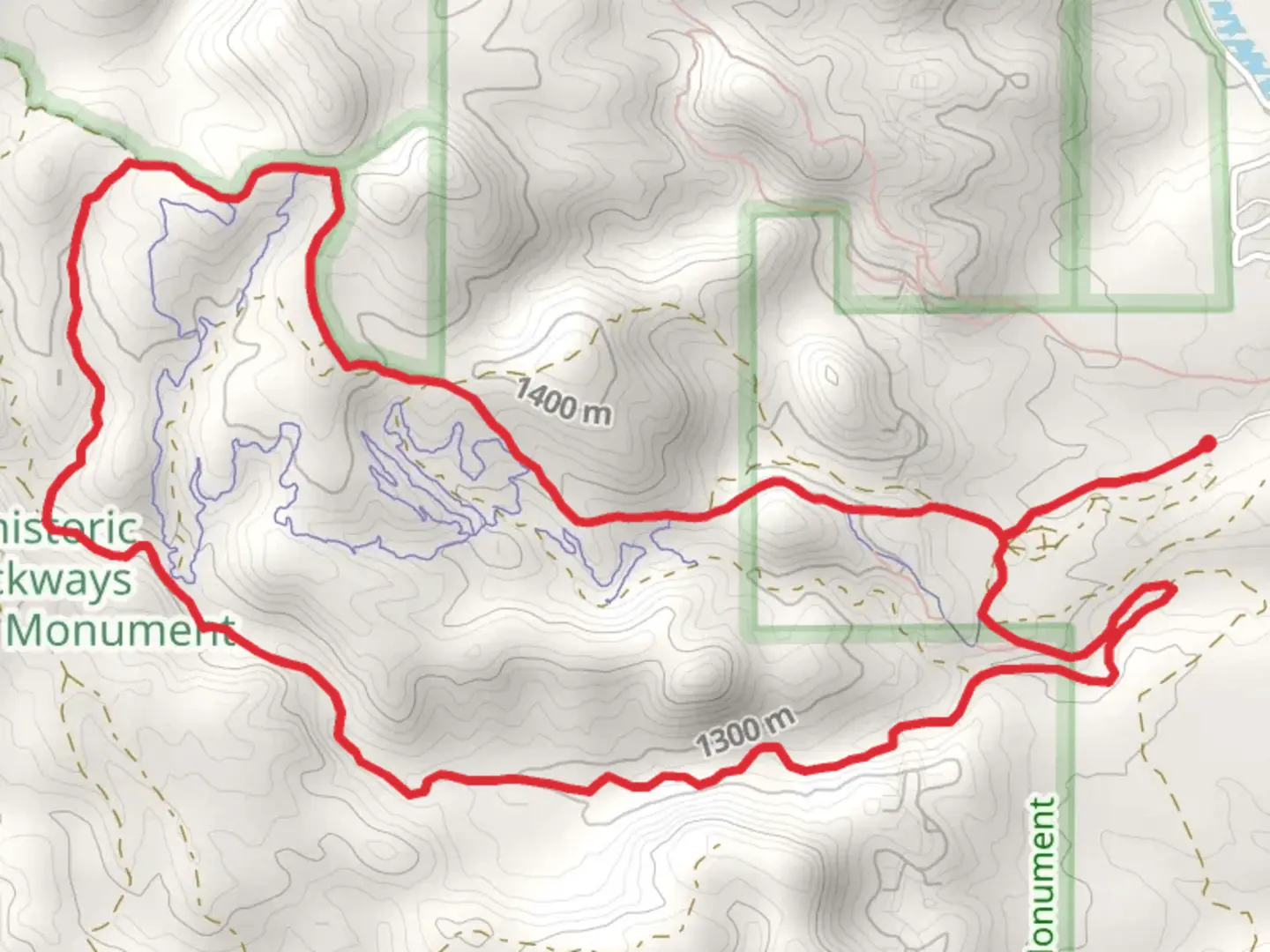 An image depicting the trail Robledo and Branson Canyon Loop and its surrounding area.